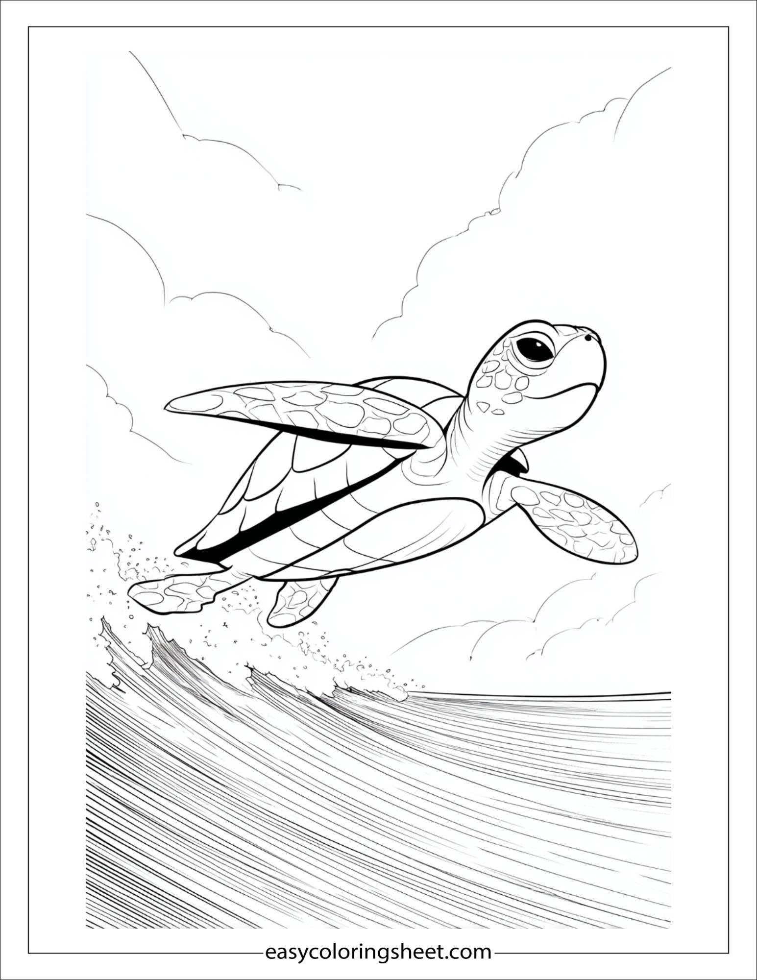 The Sea Turtle riding ocean current