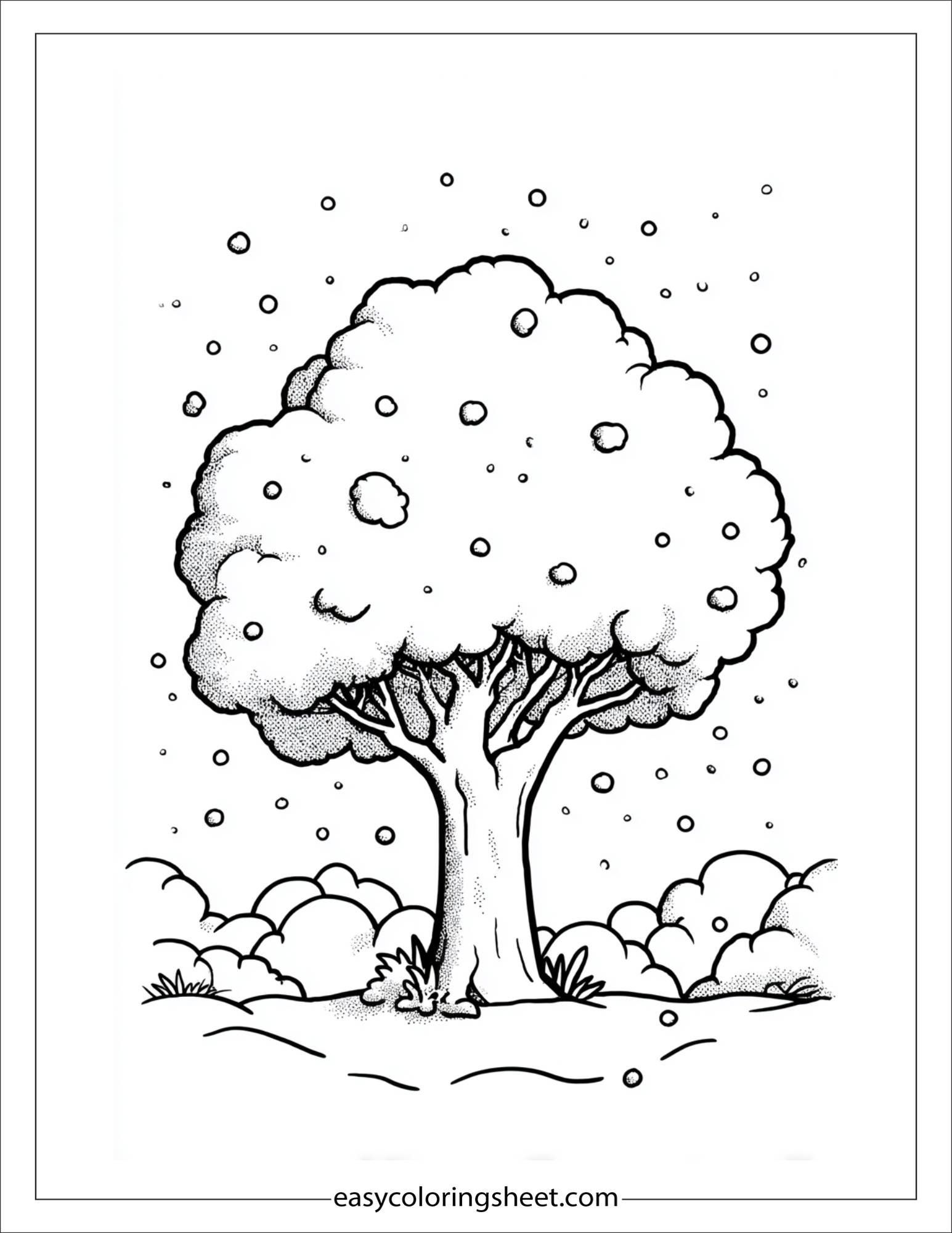 The Tall Tree covered in snowflakes