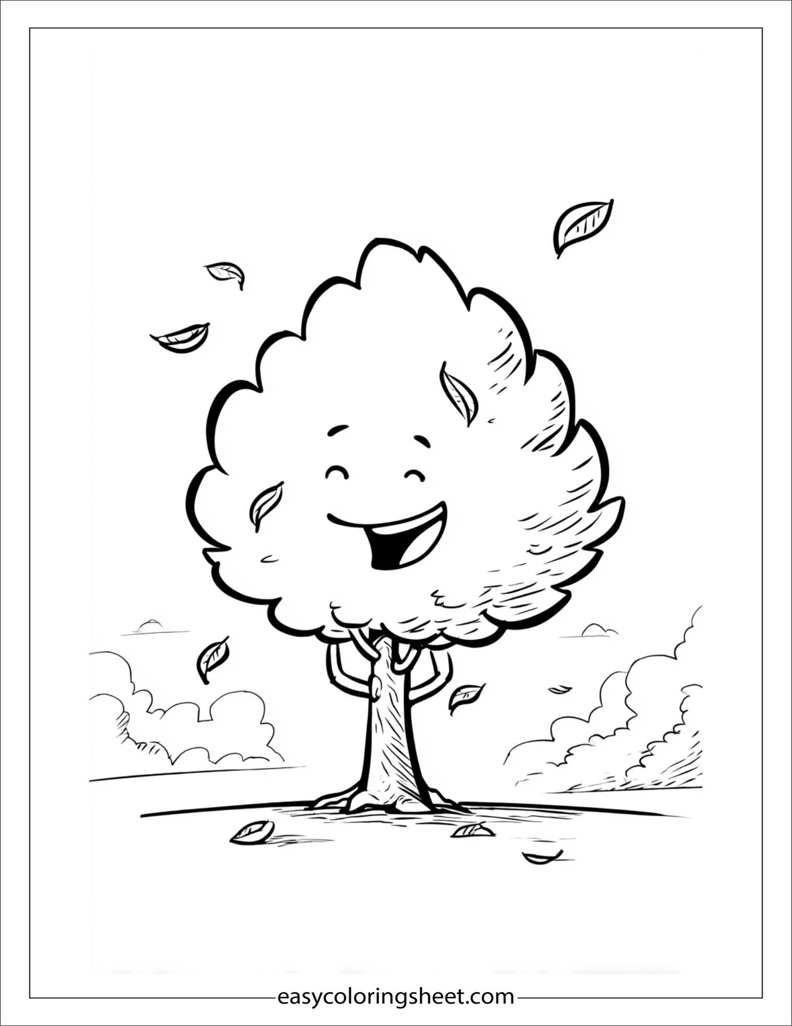 The Tall Tree giggling with falling leaf