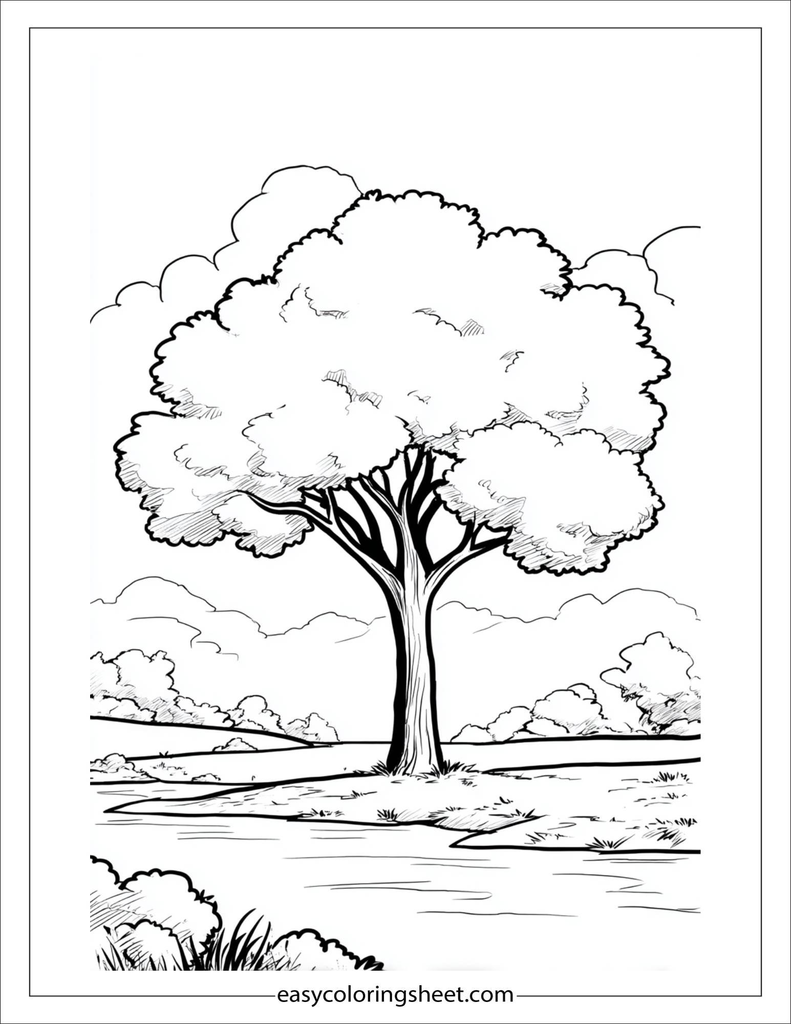 The Tall Tree growing beside river