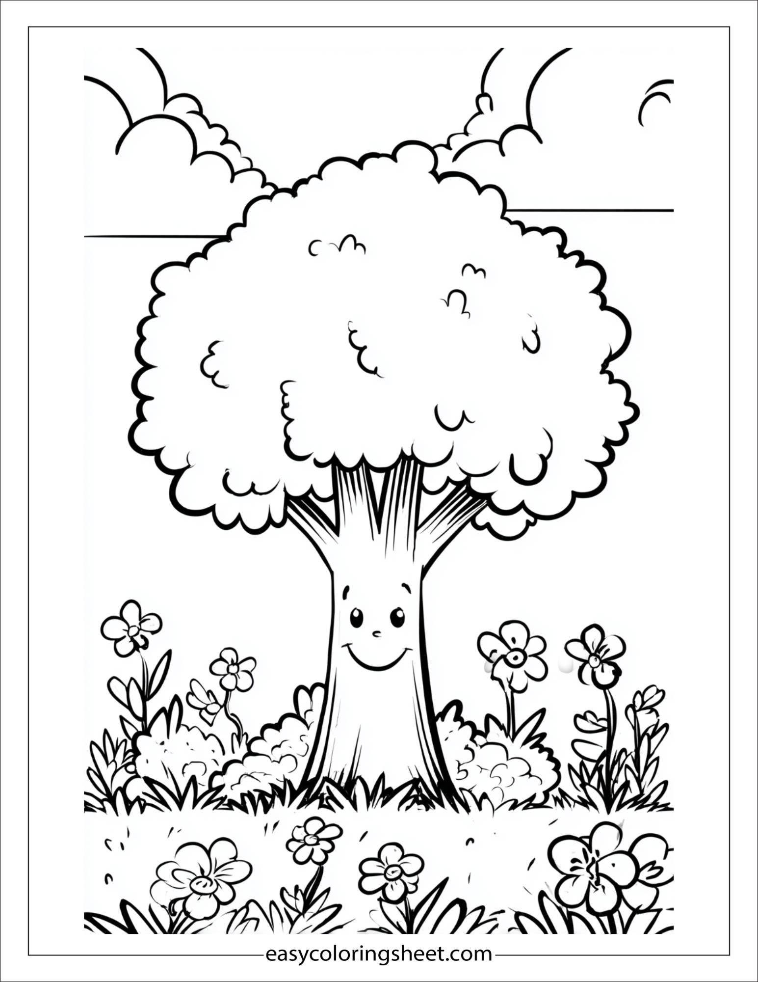 The Tall Tree looking down at flowers