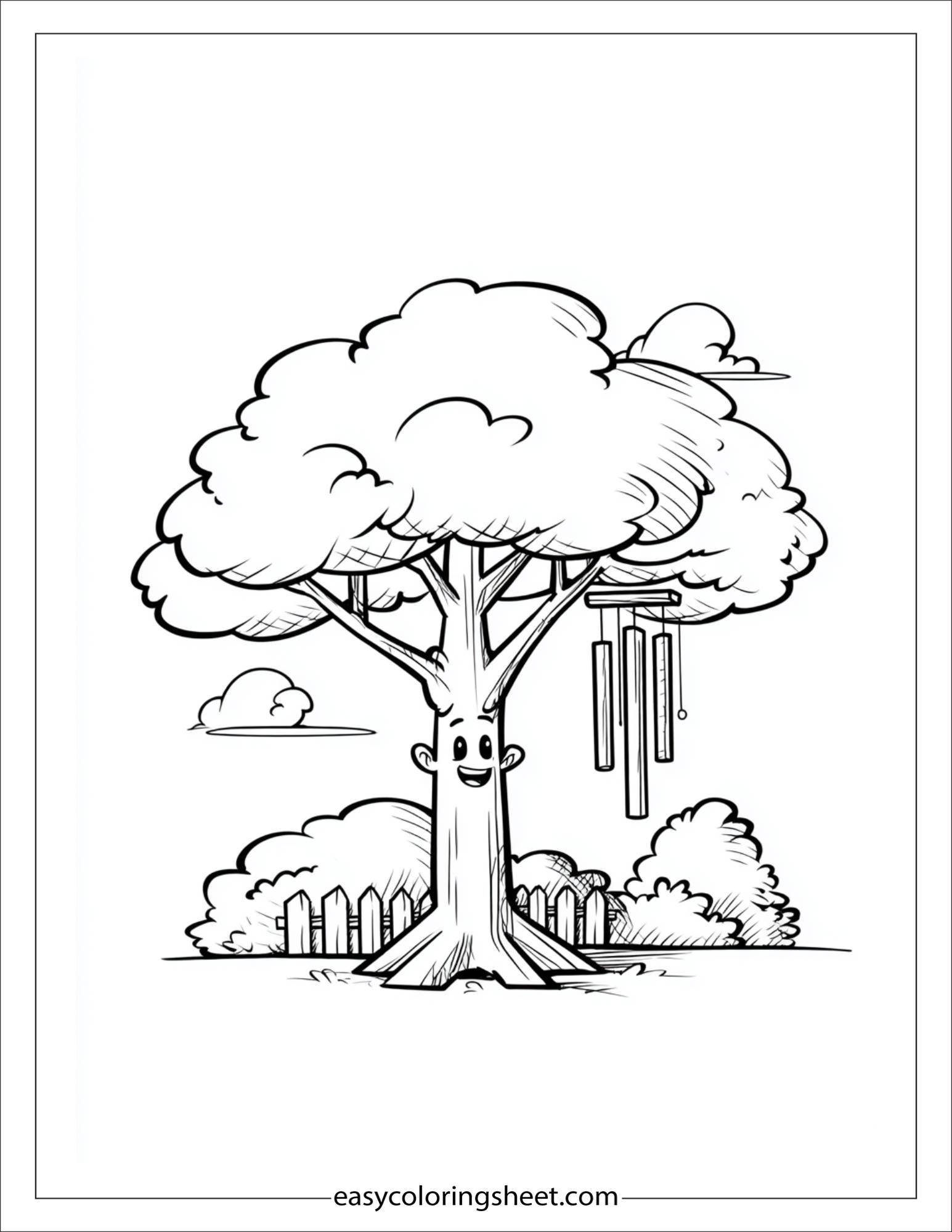 The Tall Tree playing with wind chimes