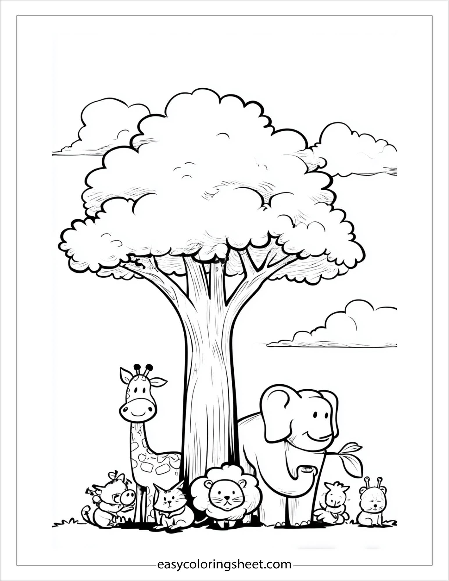The Tall Tree resting with animals