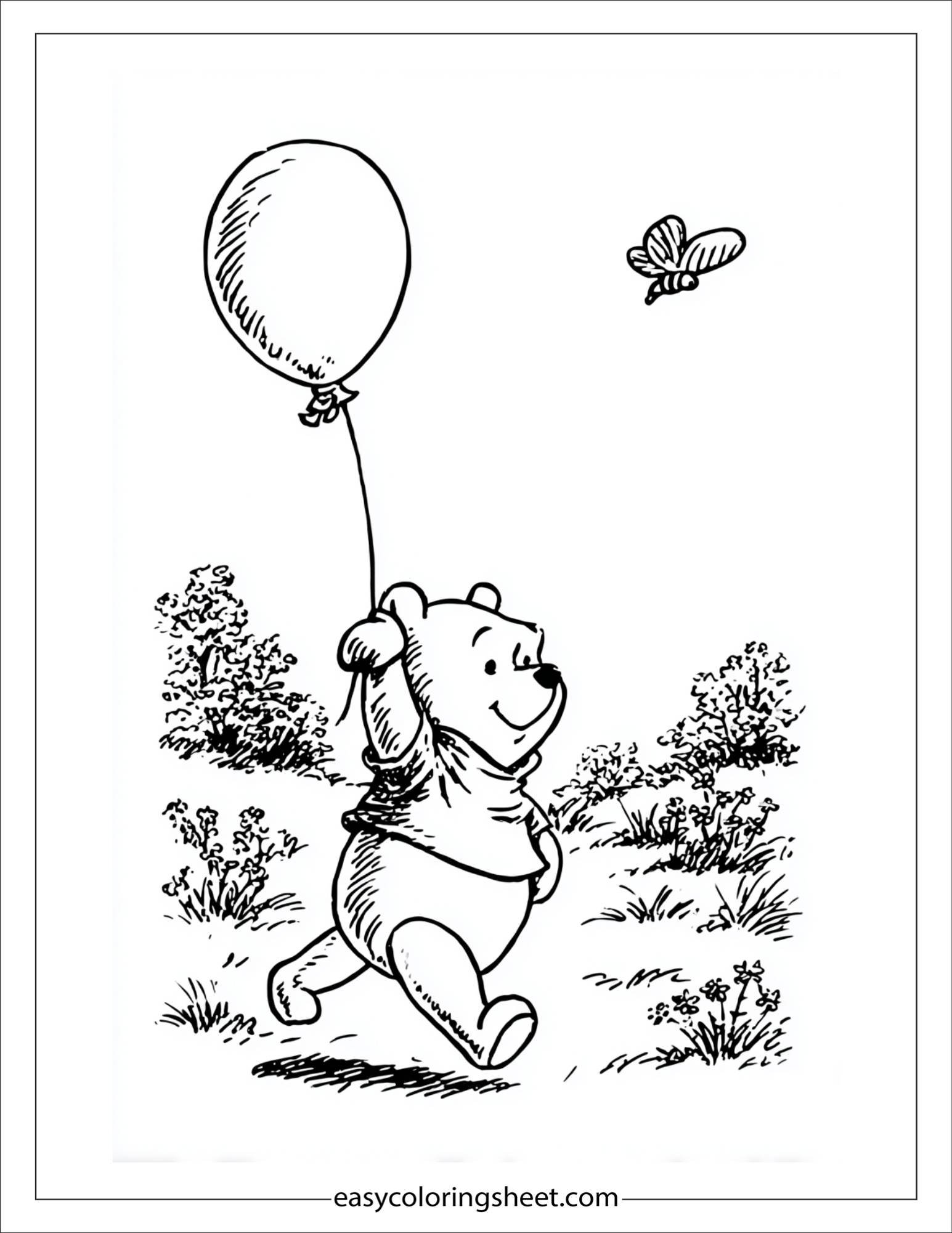 Winnie-the-Pooh carrying balloon