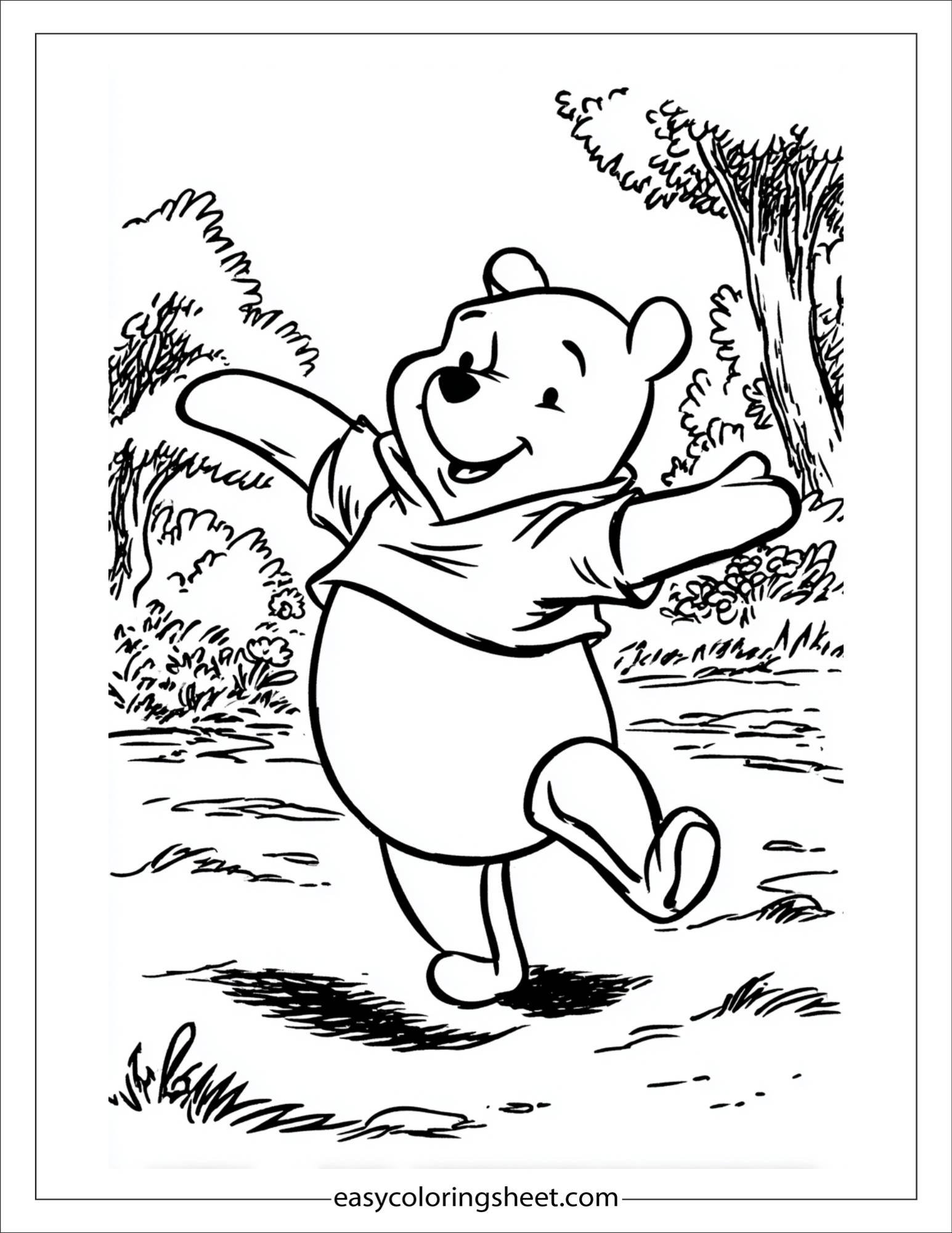 Winnie-the-Pooh dancing happily