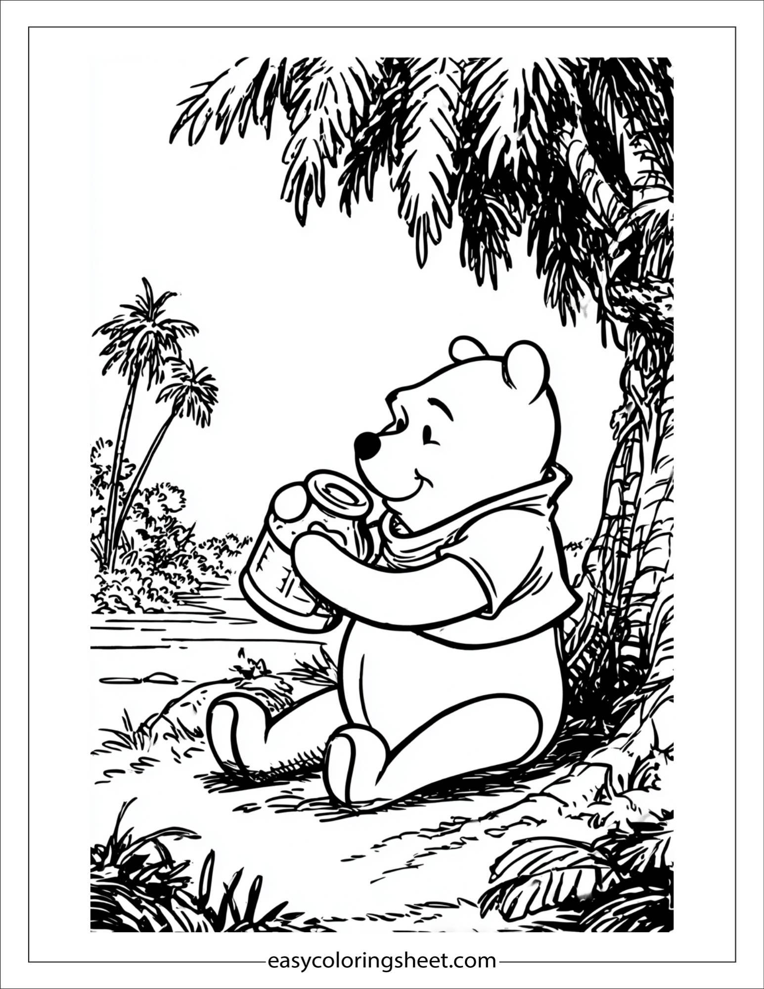 Winnie-the-Pooh eating honey