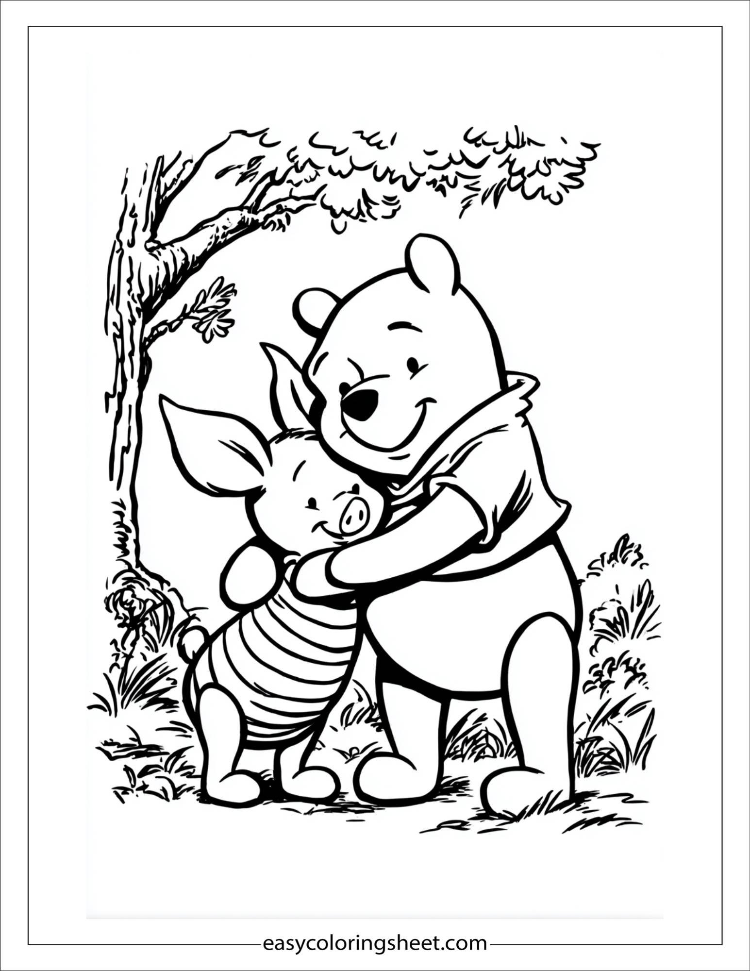 Winnie-the-Pooh hugging Piglet