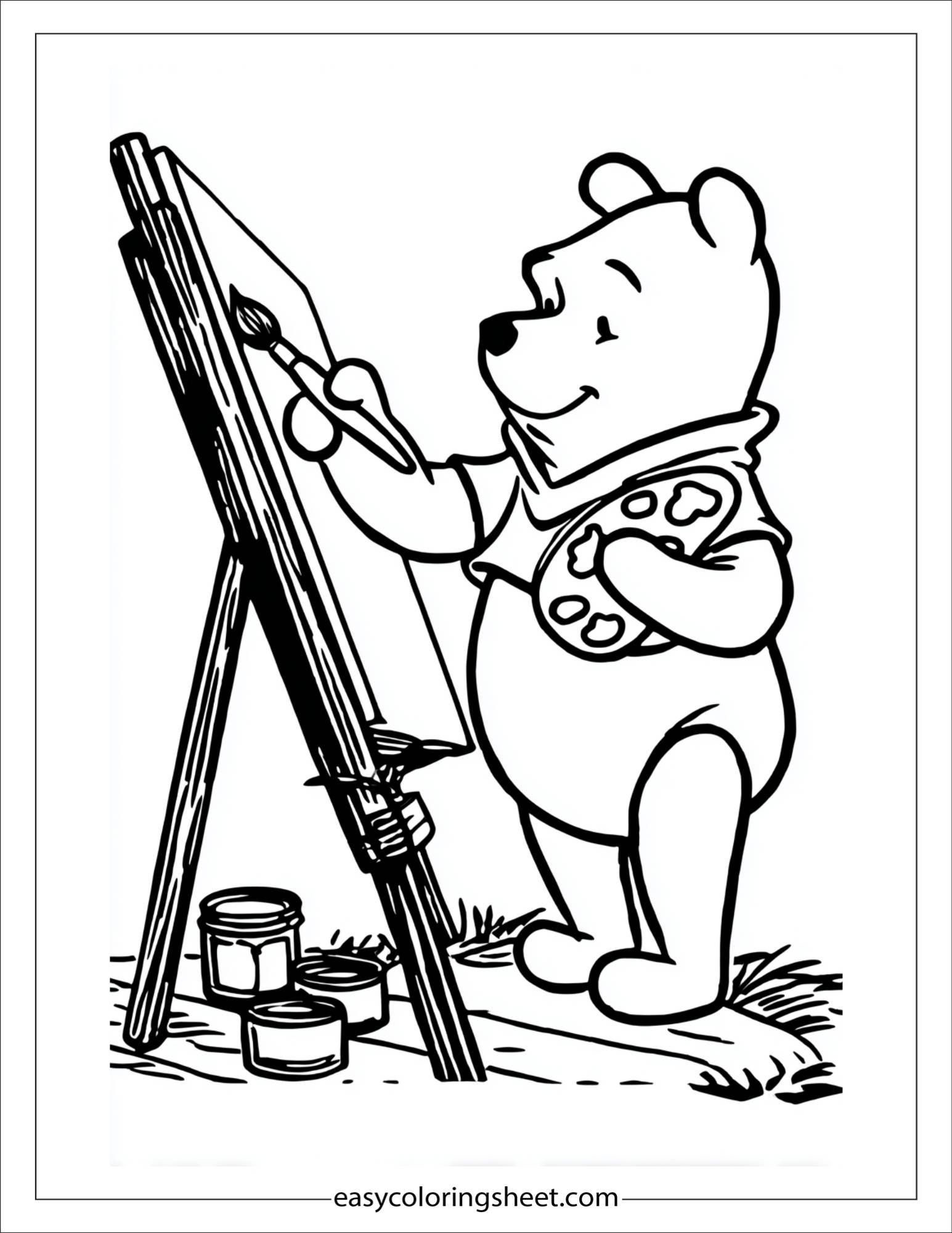 Winnie-the-Pooh painting with brush