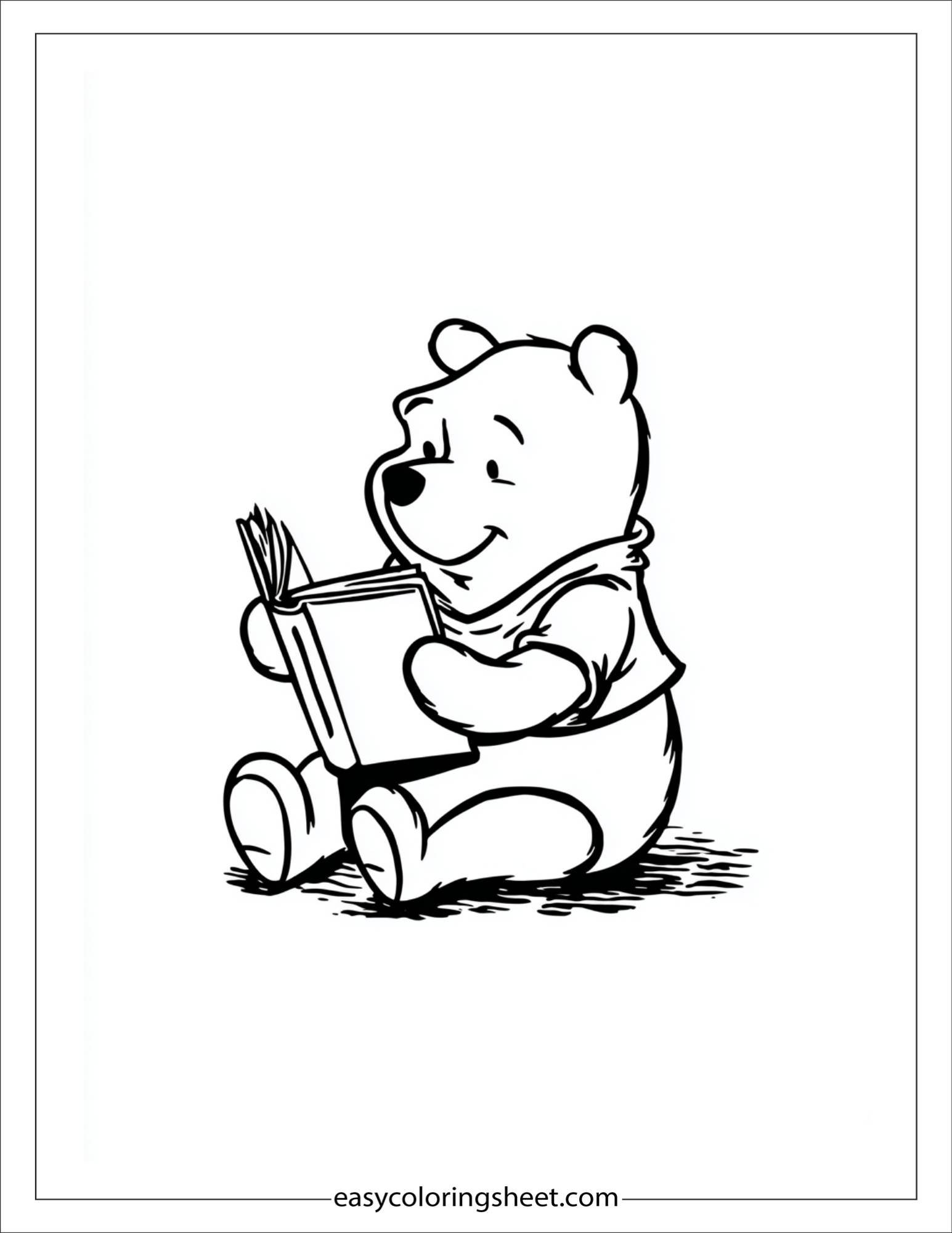 Winnie-the-Pooh reading a book