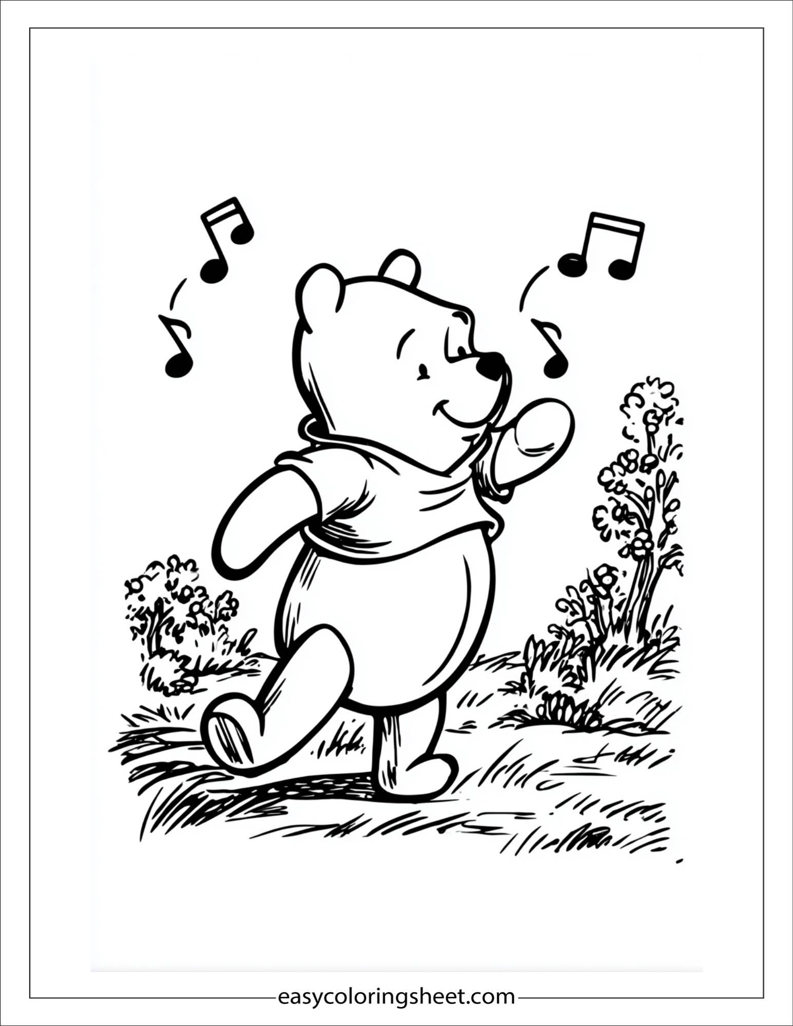Winnie-the-Pooh singing softly