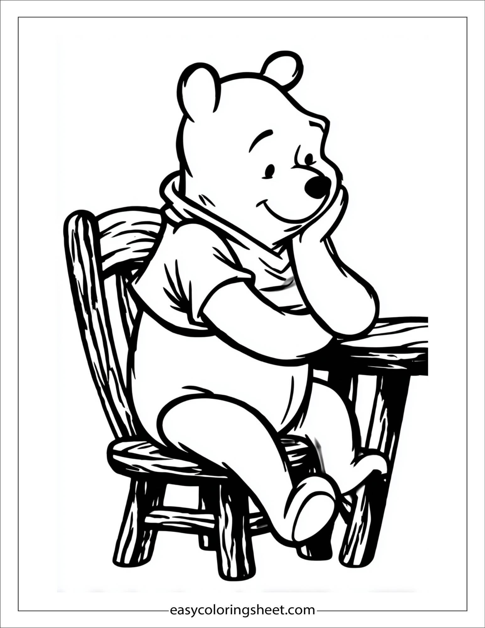 Winnie-the-Pooh sitting and thinking