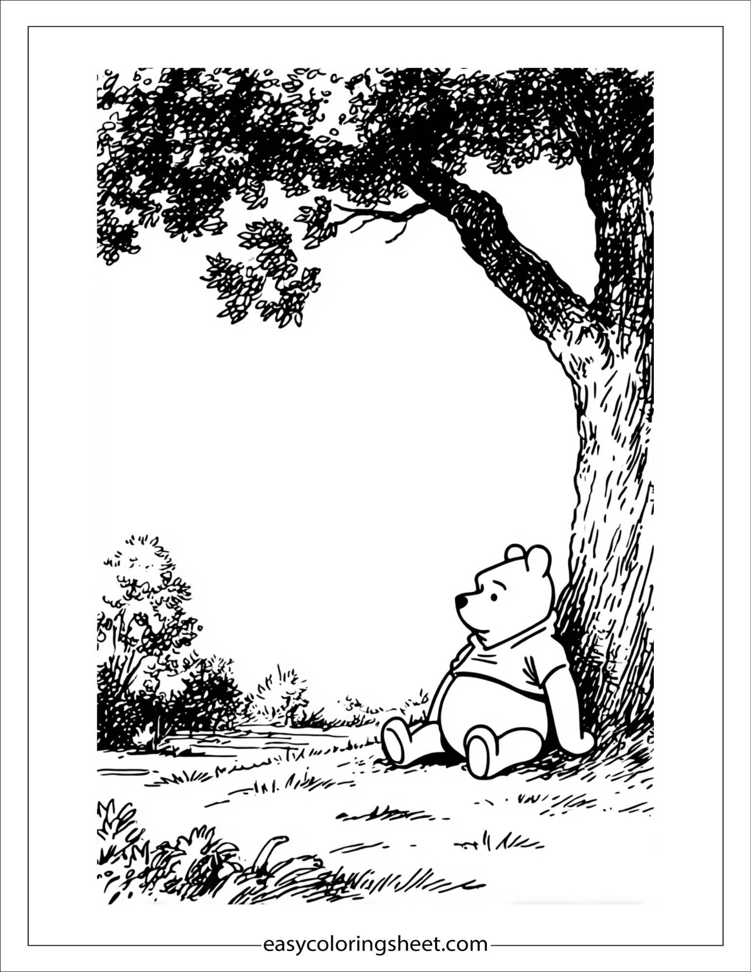 Winnie-the-Pooh sitting under tree