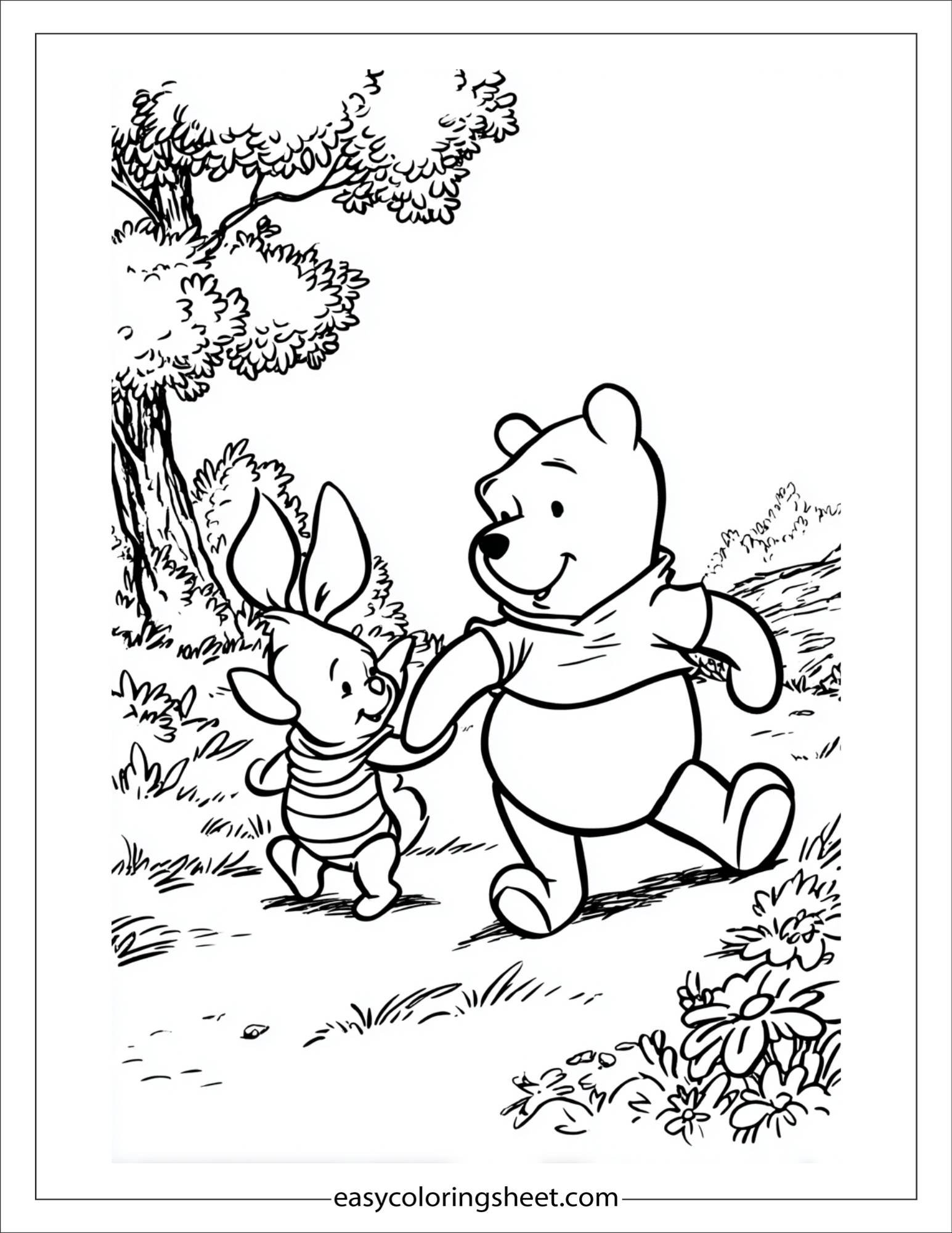 Winnie-the-Pooh walking with Piglet
