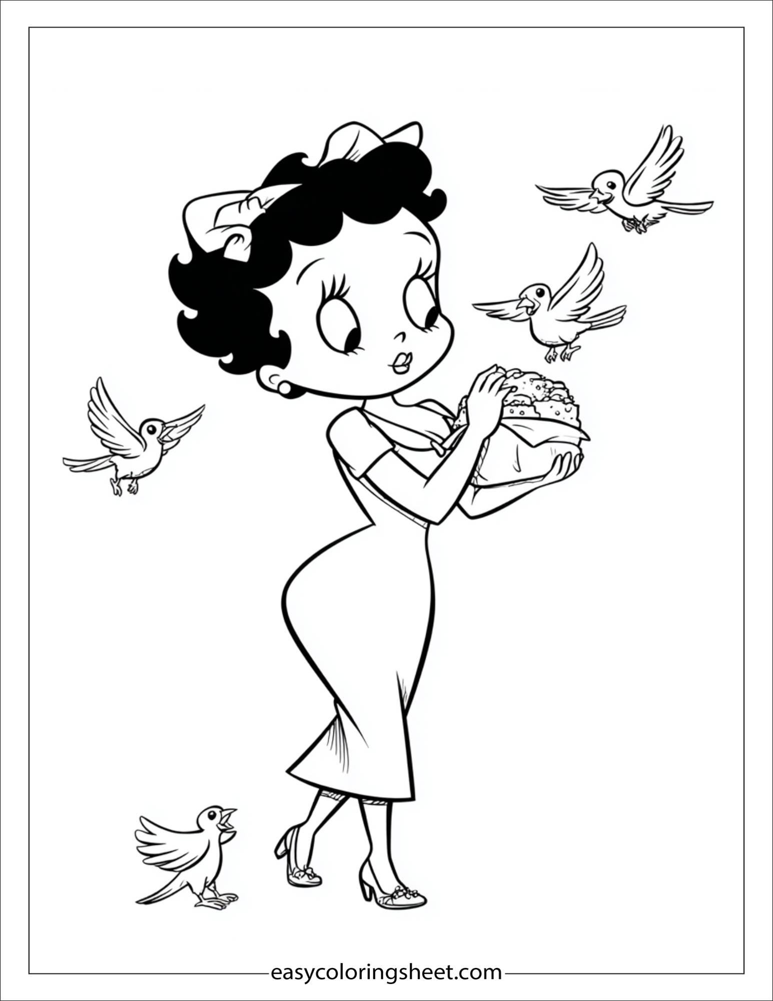 betty boop feeding bird