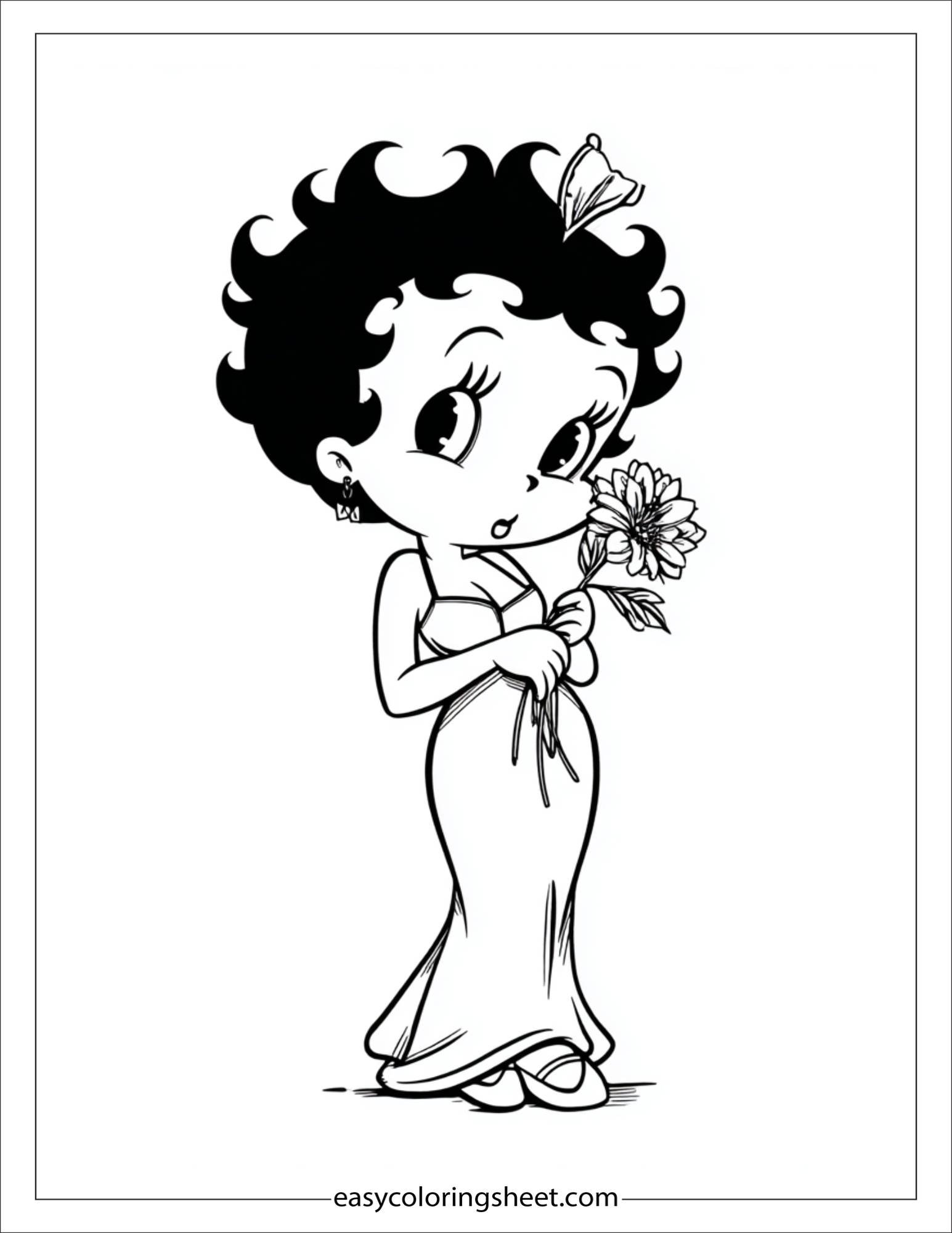 betty boop holding flower