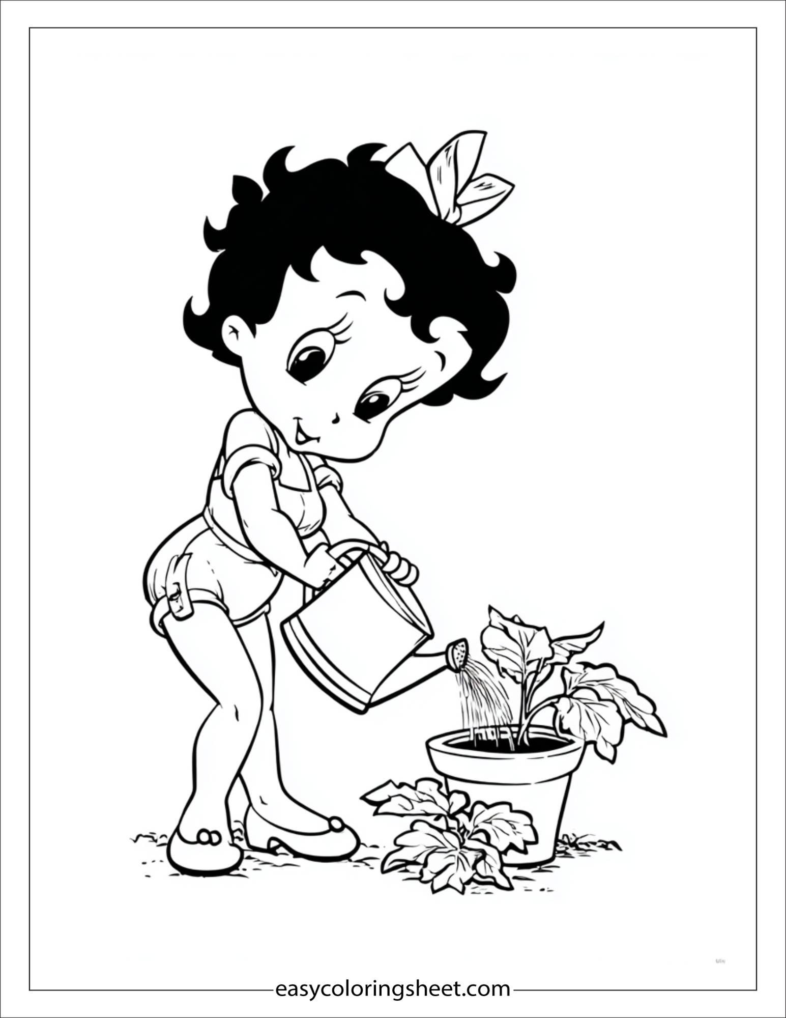 betty boop watering plant