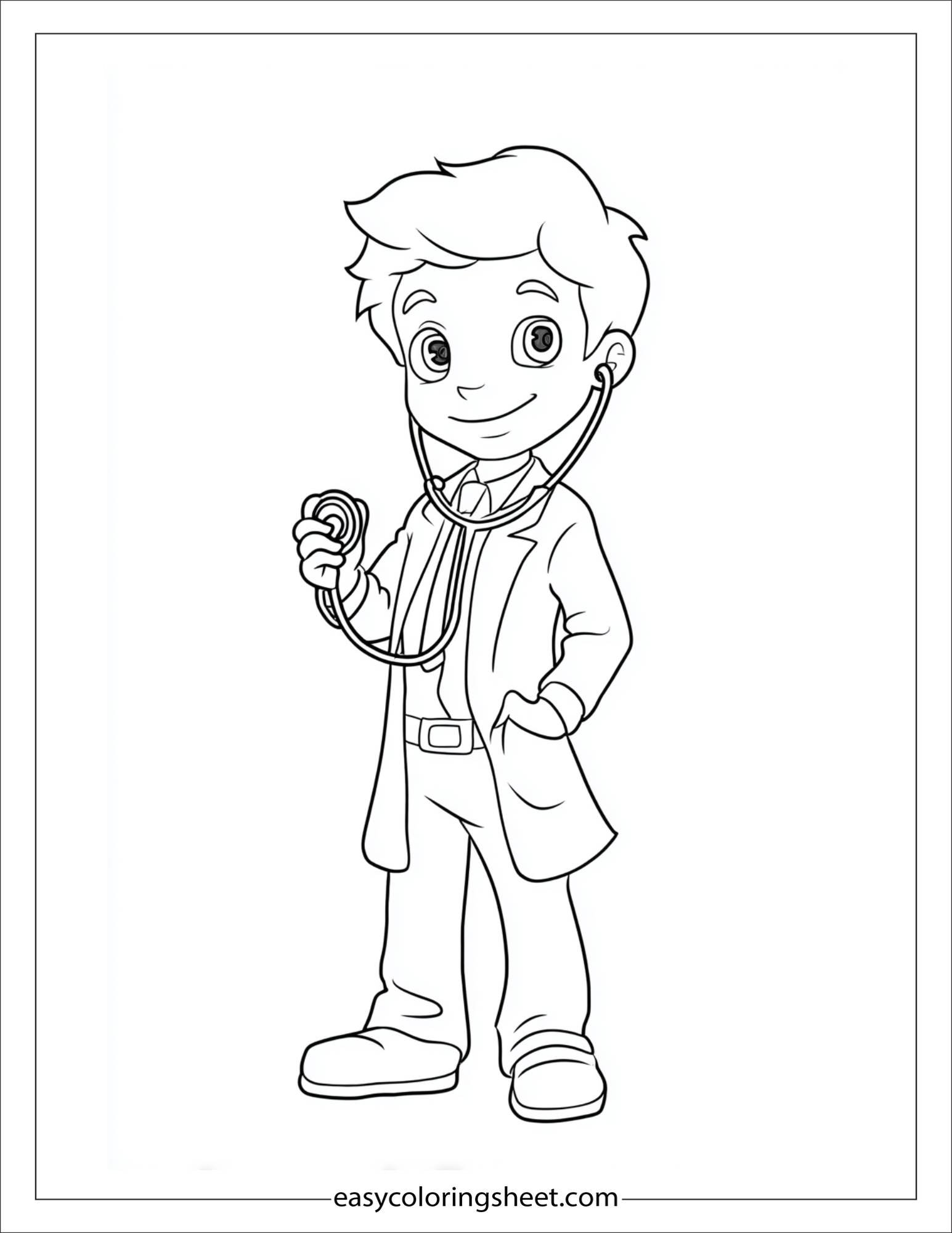 doctor focused holding a stethoscope