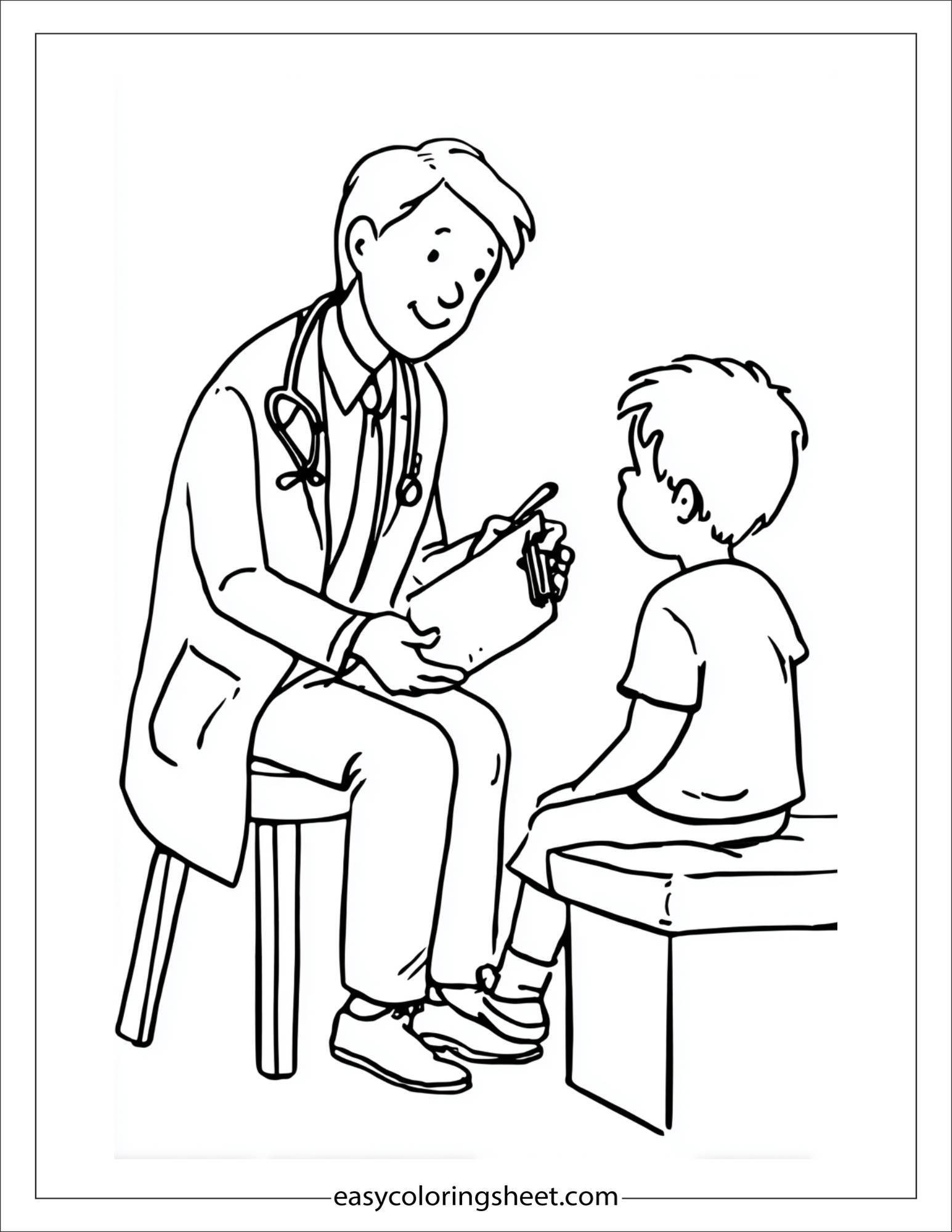 doctor focused talking to child