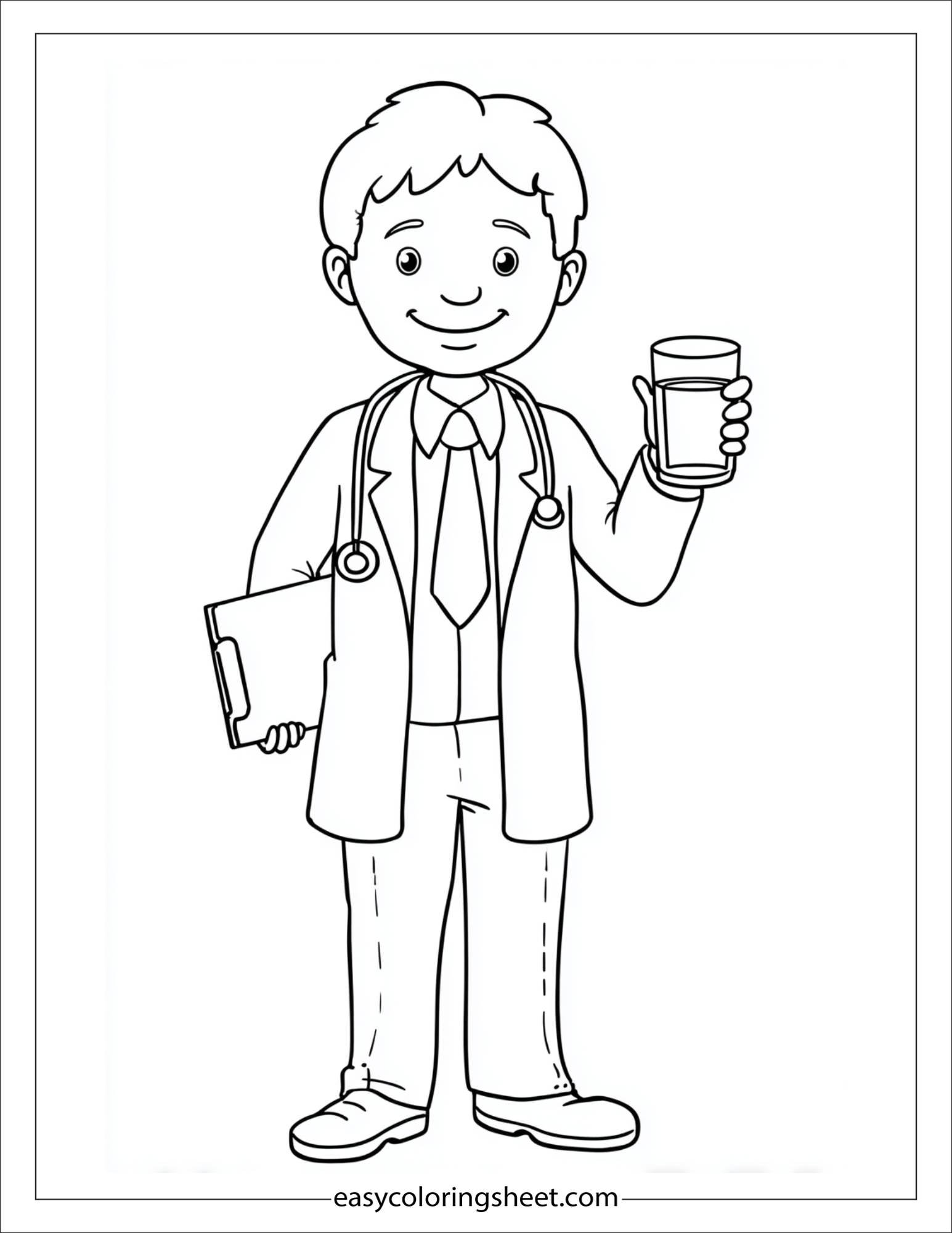 doctor relaxed offering water