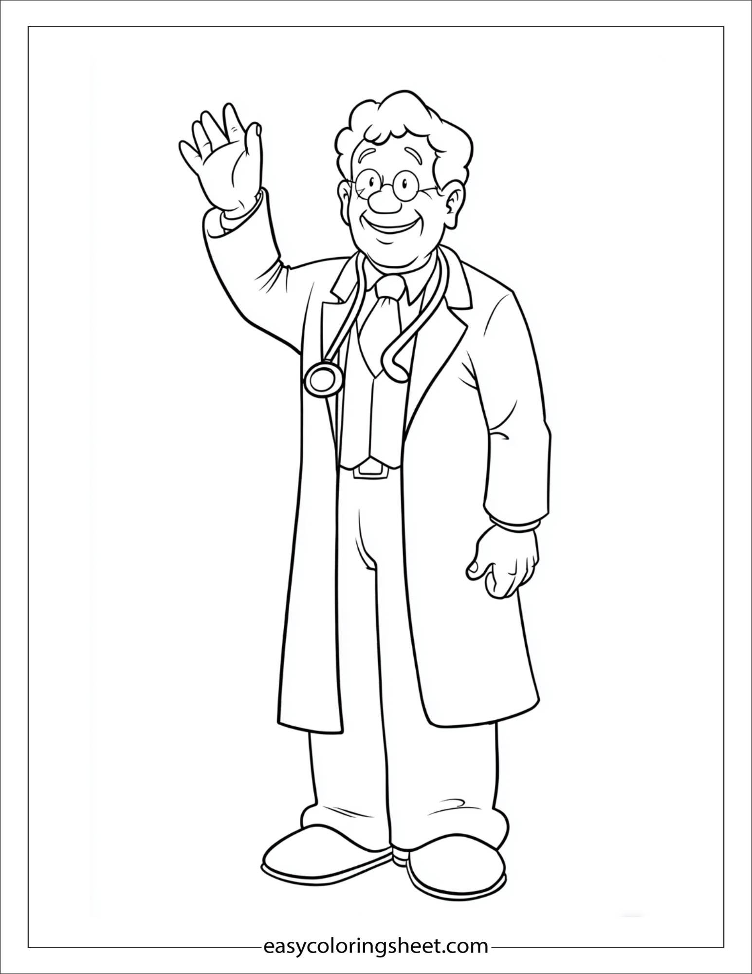 doctor relaxed waving hand