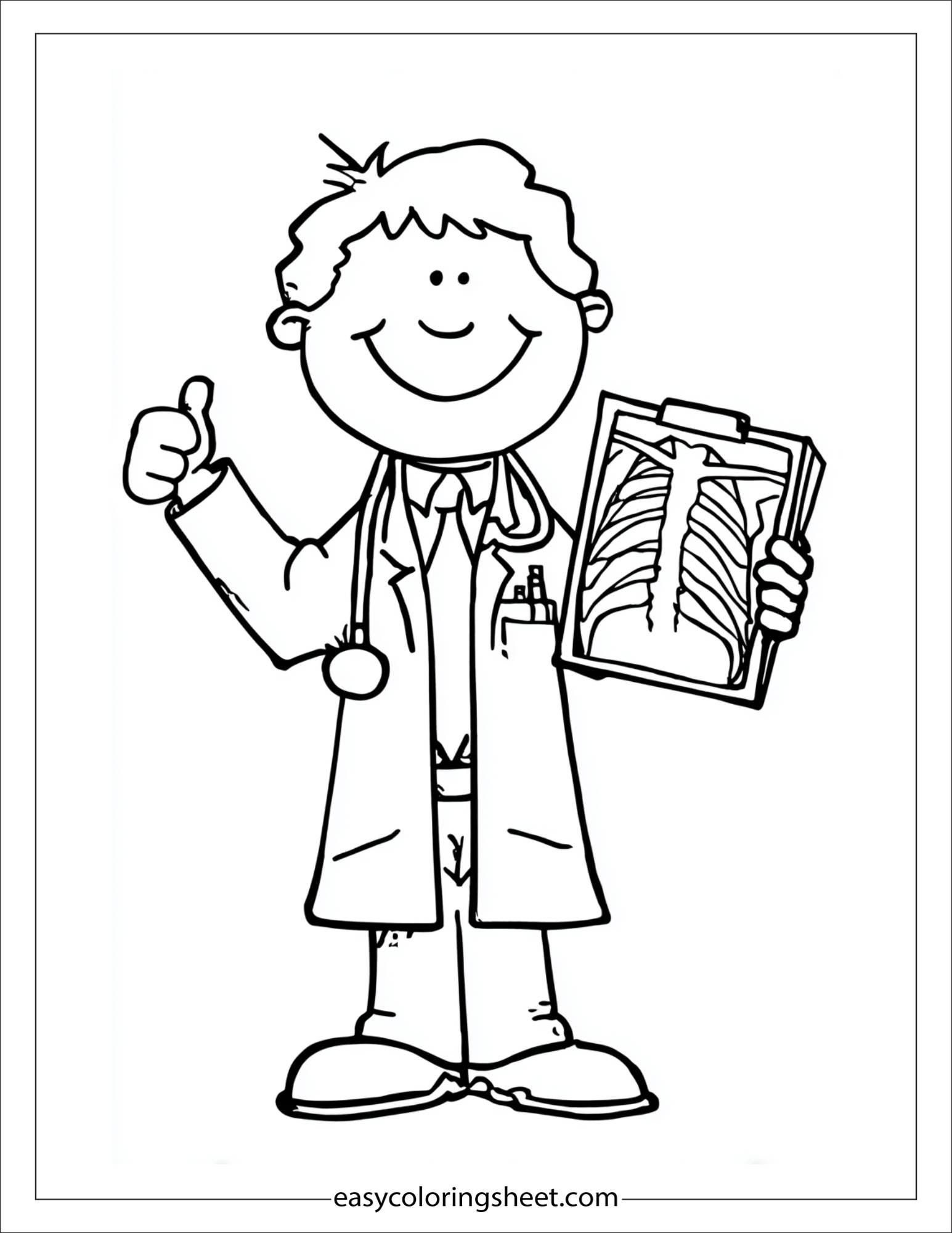 doctor smiling showing x-ray