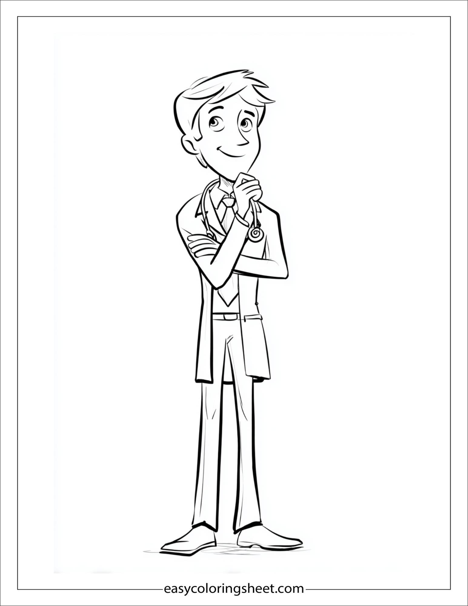 doctor smiling thinking deeply