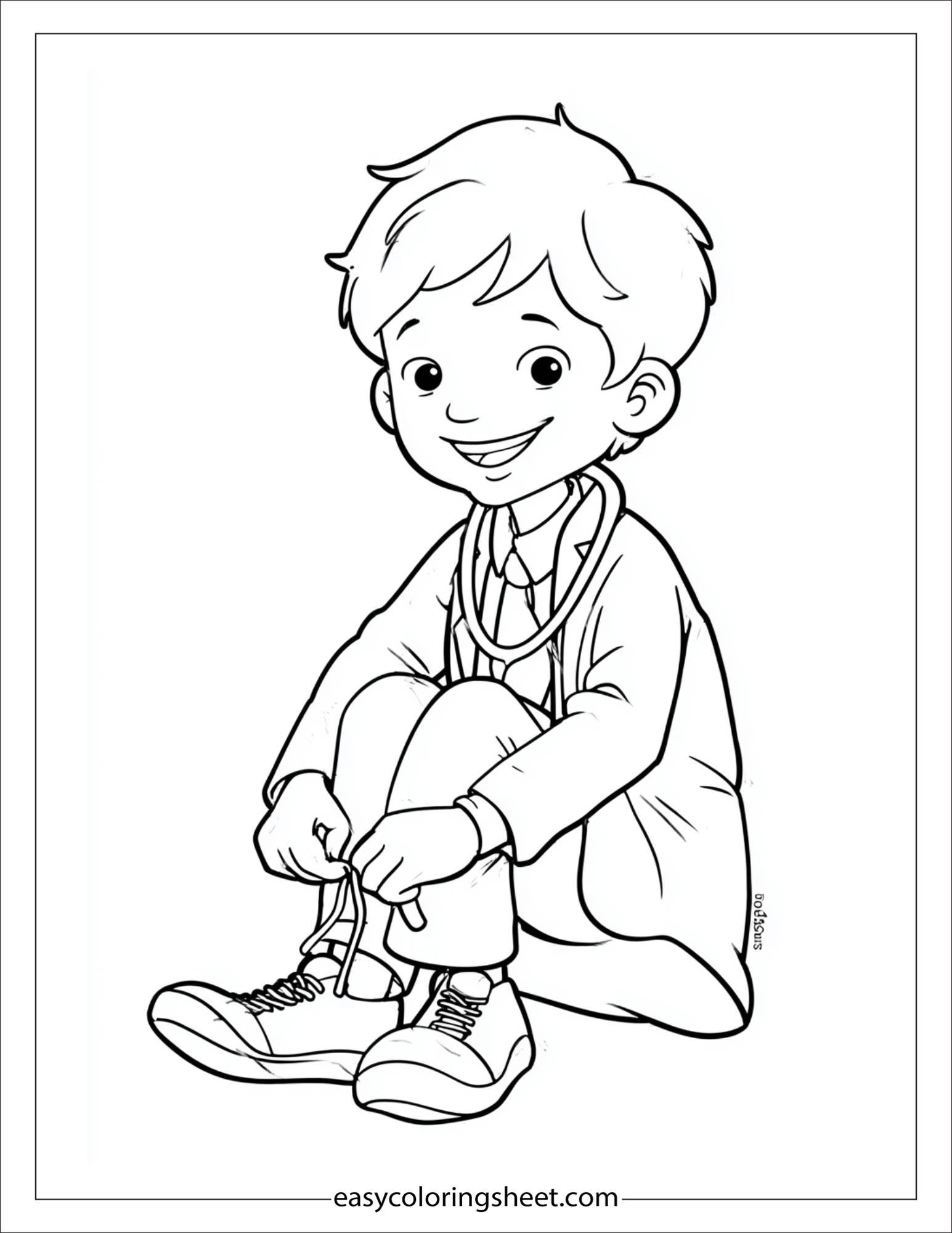 doctor smiling tying shoelaces