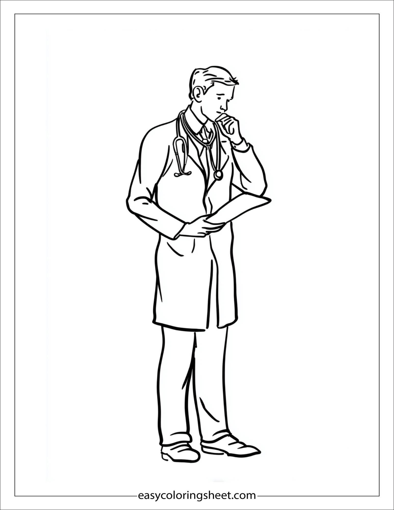 doctor thinking examining a patient