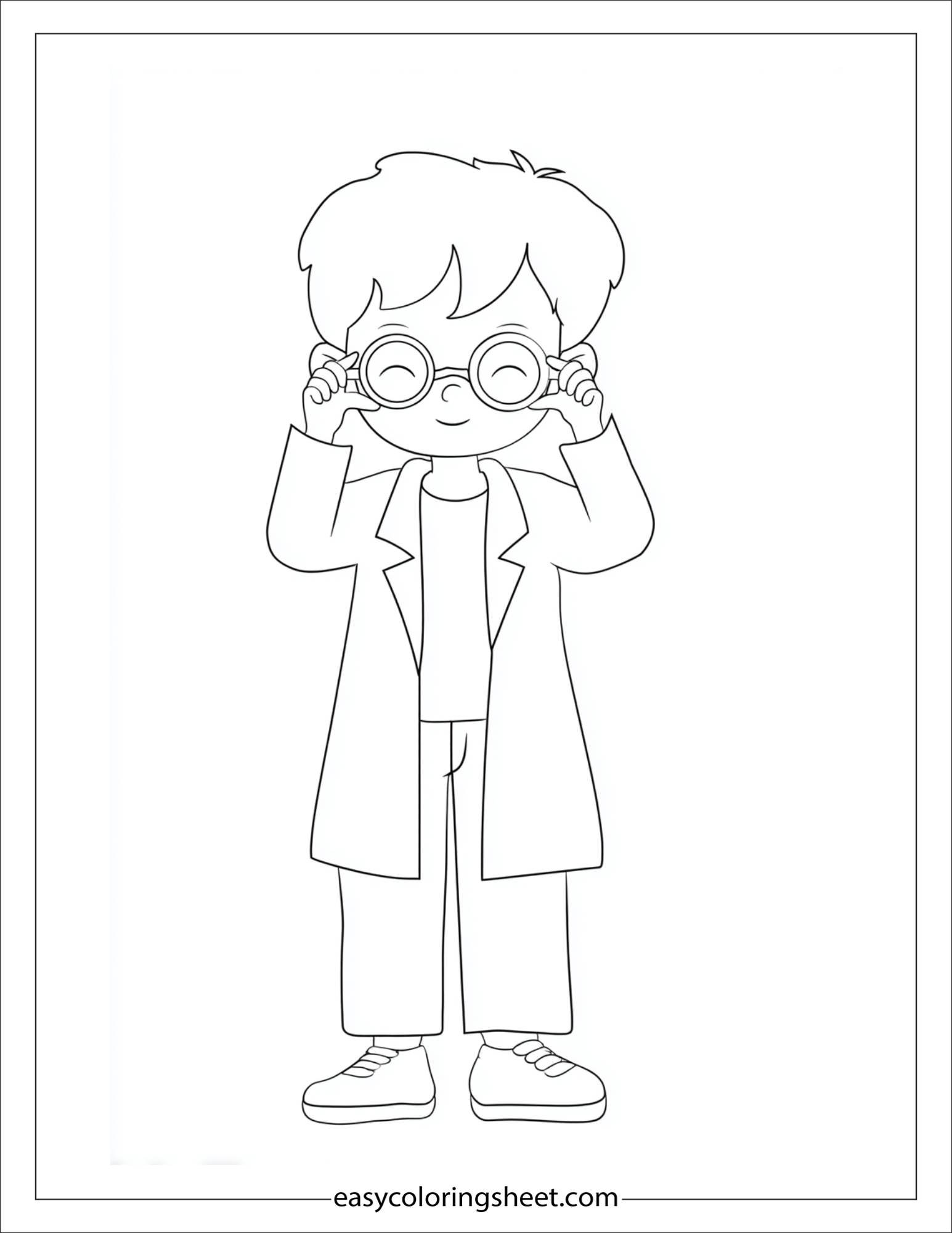 doctor thinking fixing glasses