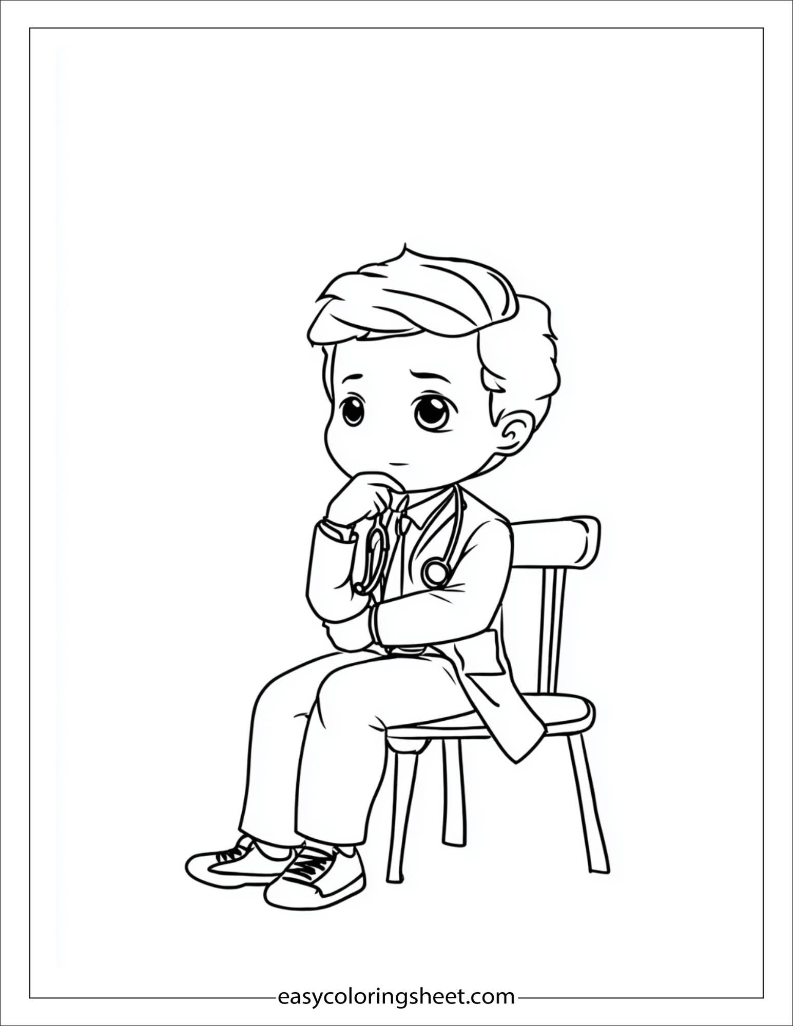 doctor thinking sitting on a chair