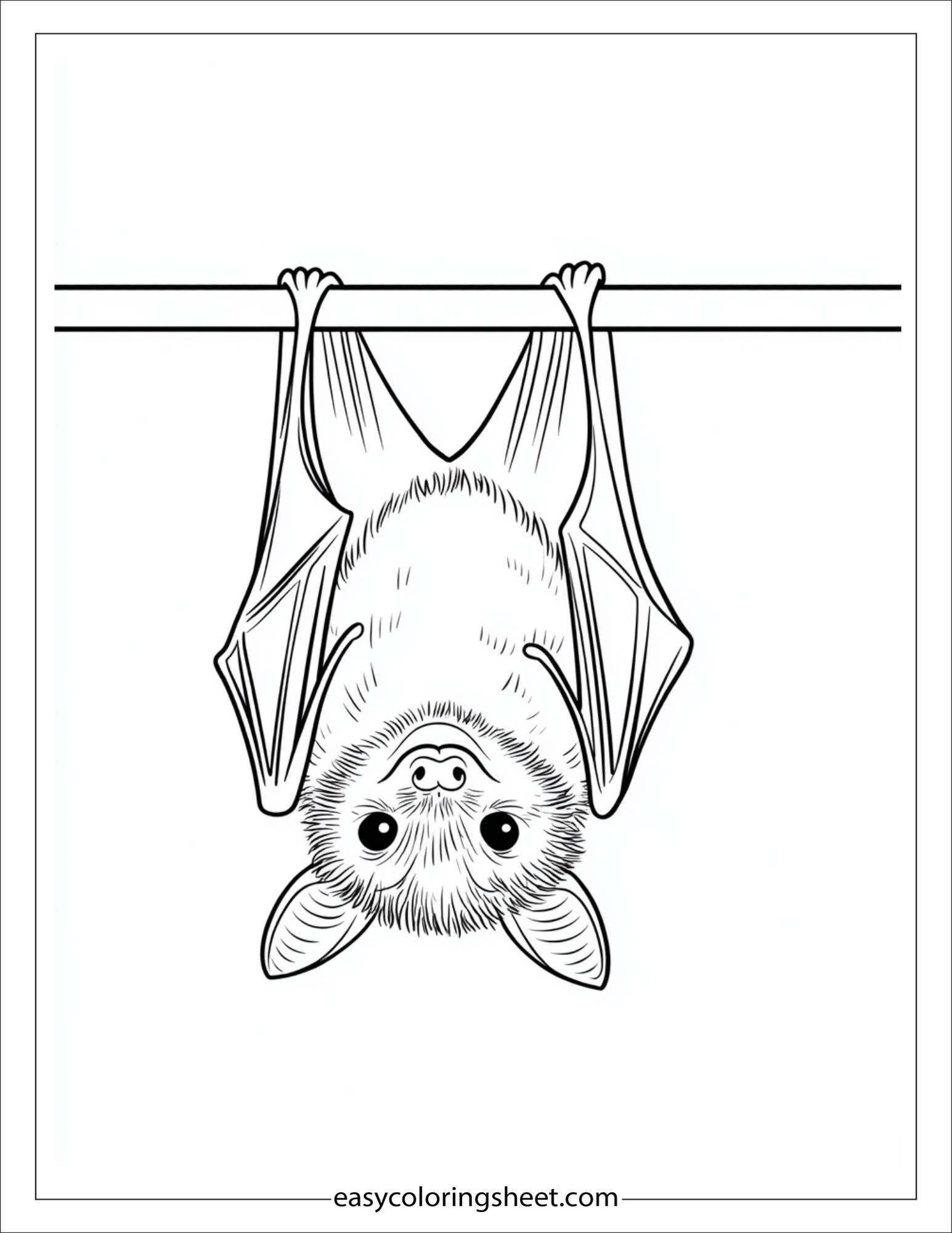 At Halloween, bat hanging upside down