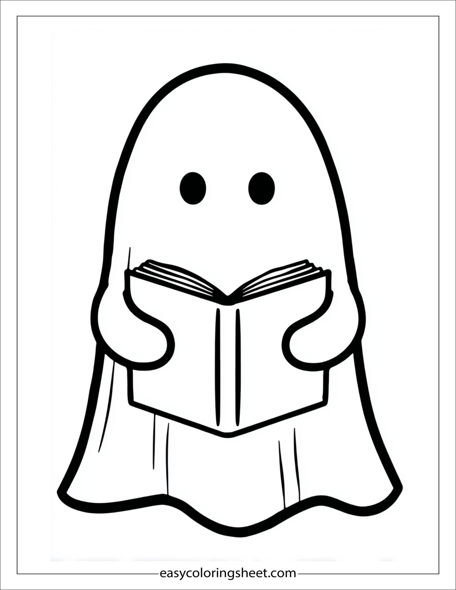 At Halloween, ghost reading a Halloween book