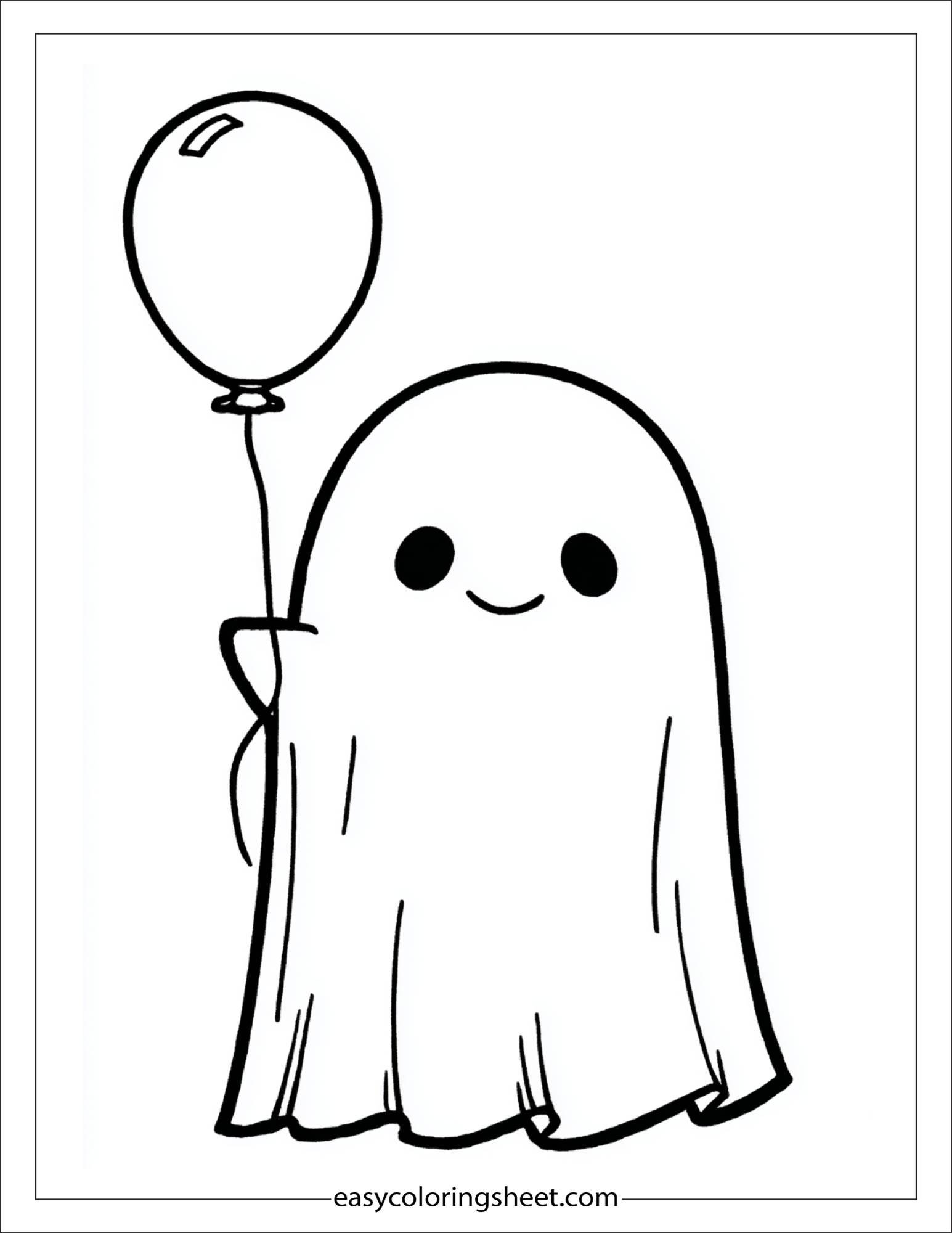 At Halloween, ghoul holding a balloon