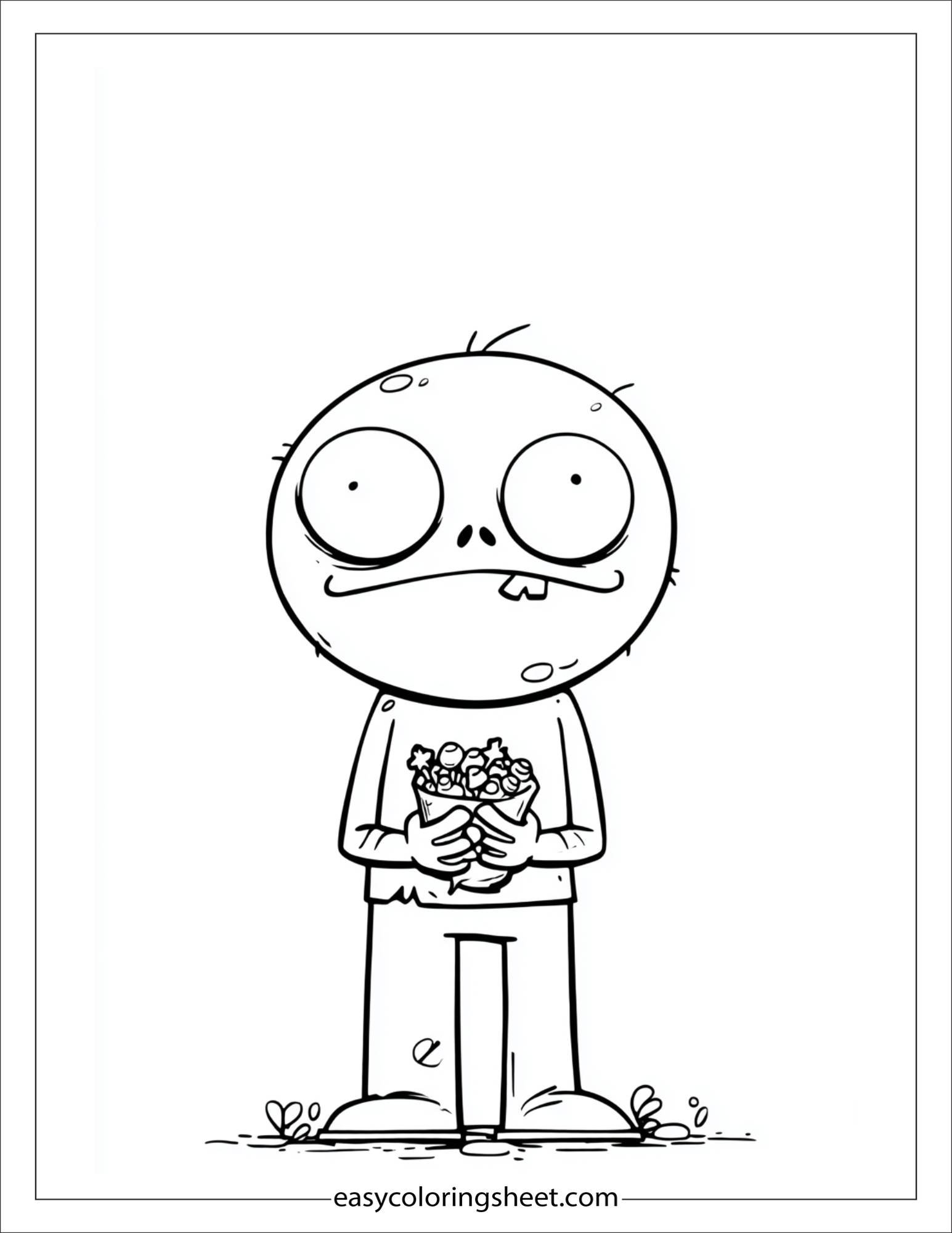 At Halloween, zombie eating candy