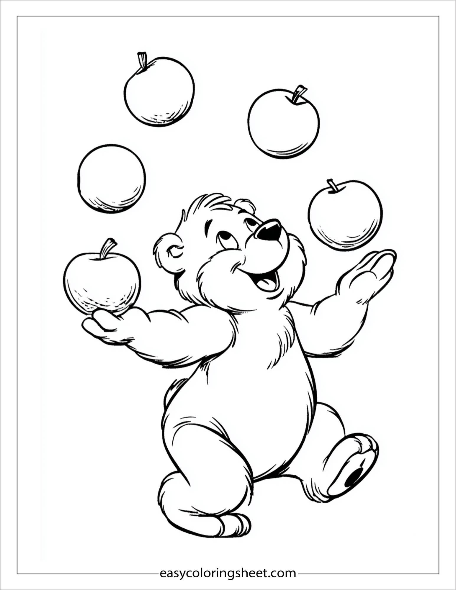 Bear juggling apples