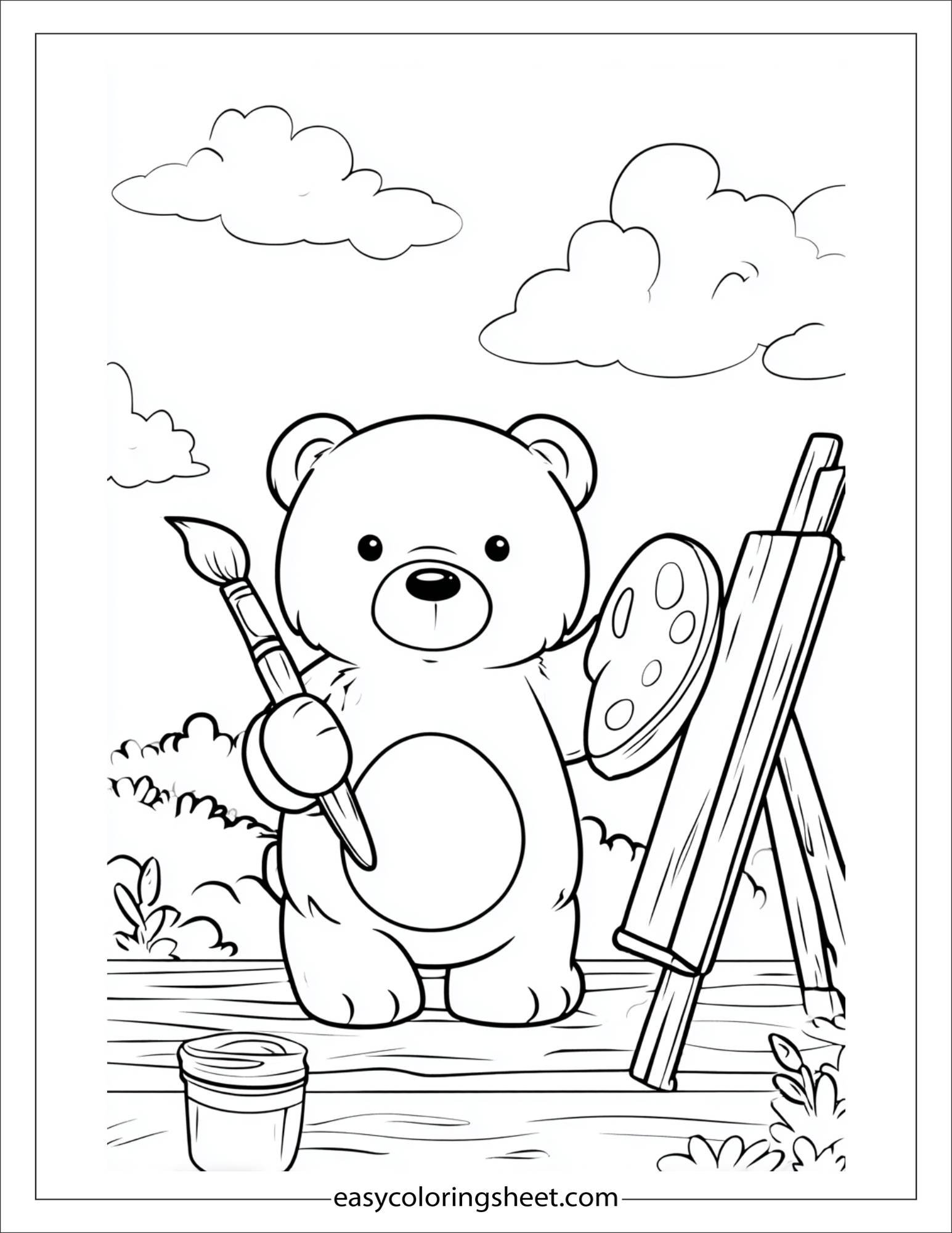 Bear painting a funny picture