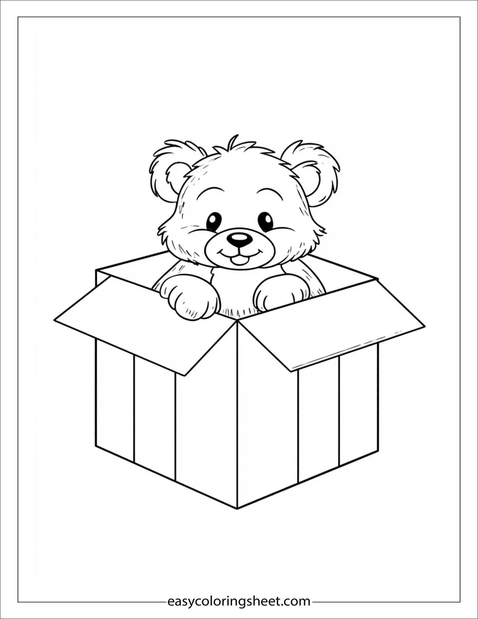 Bear popping out of a gift box