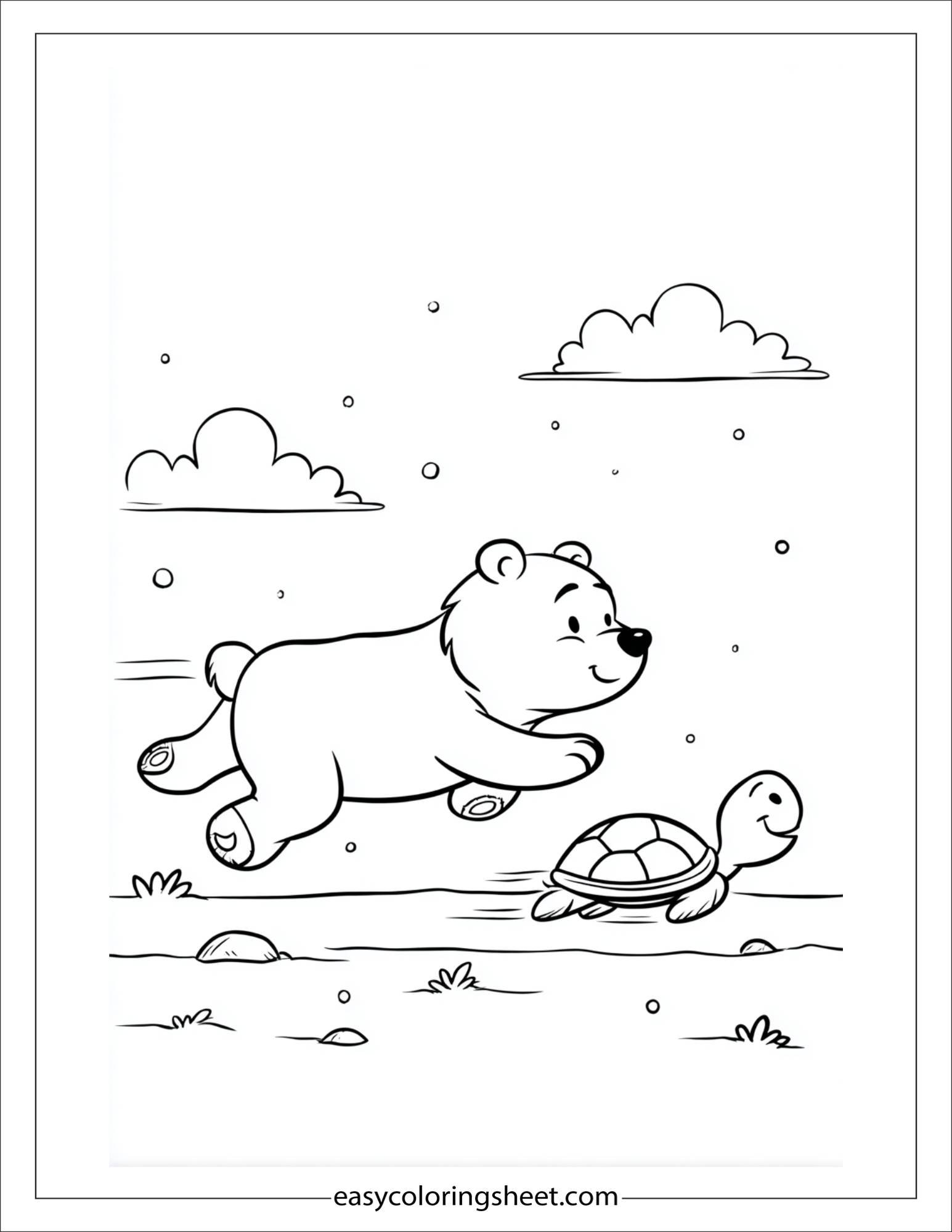 Bear racing a turtle
