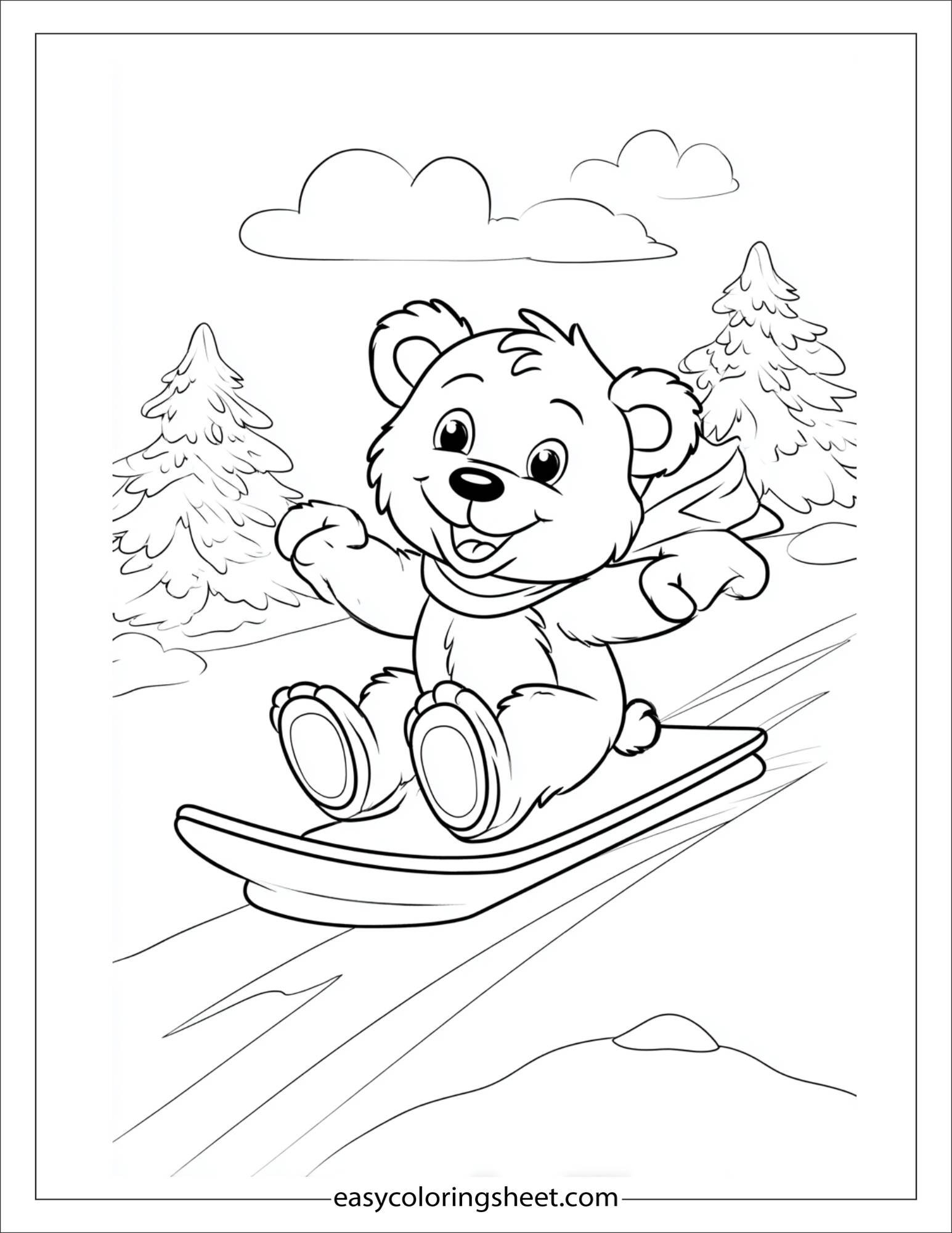 Bear sliding on the ice