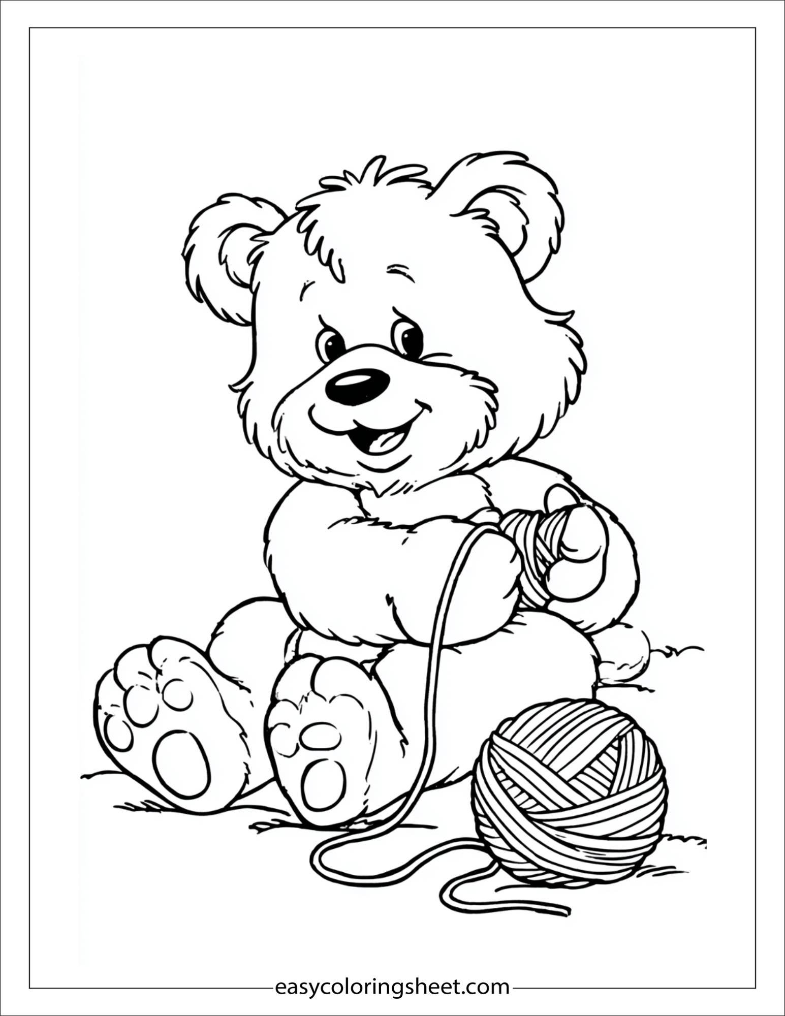 Bear tangled in yarn
