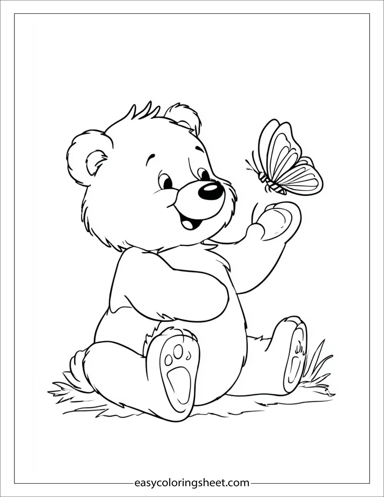 Bear tickling a butterfly