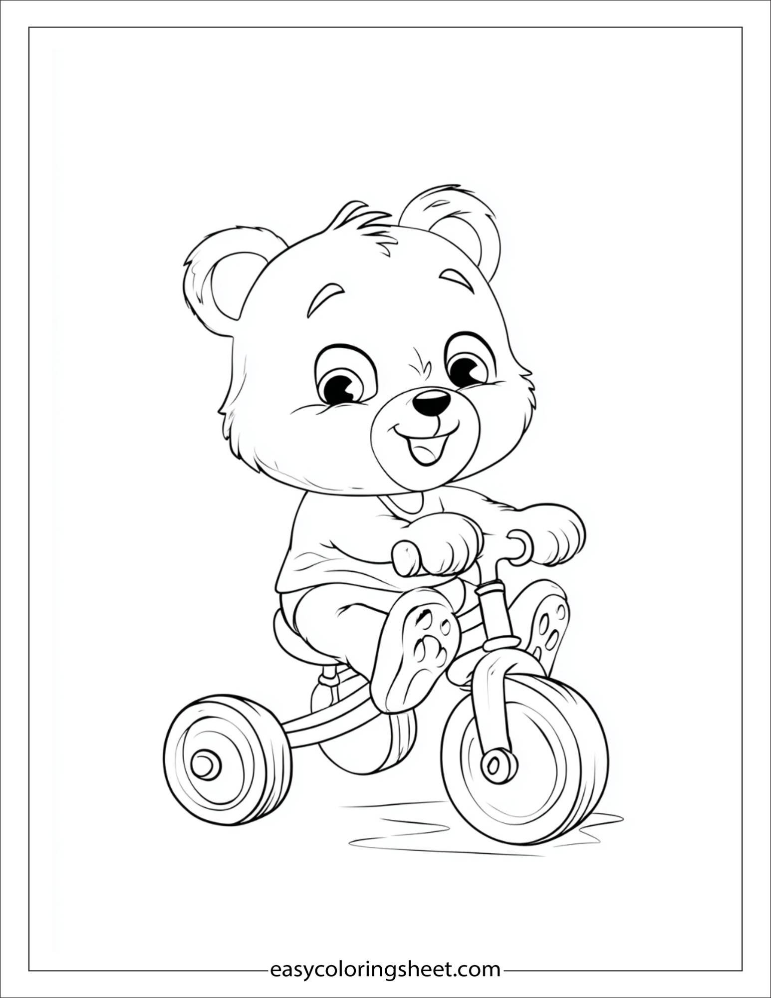 Bear trying to ride a tricycle