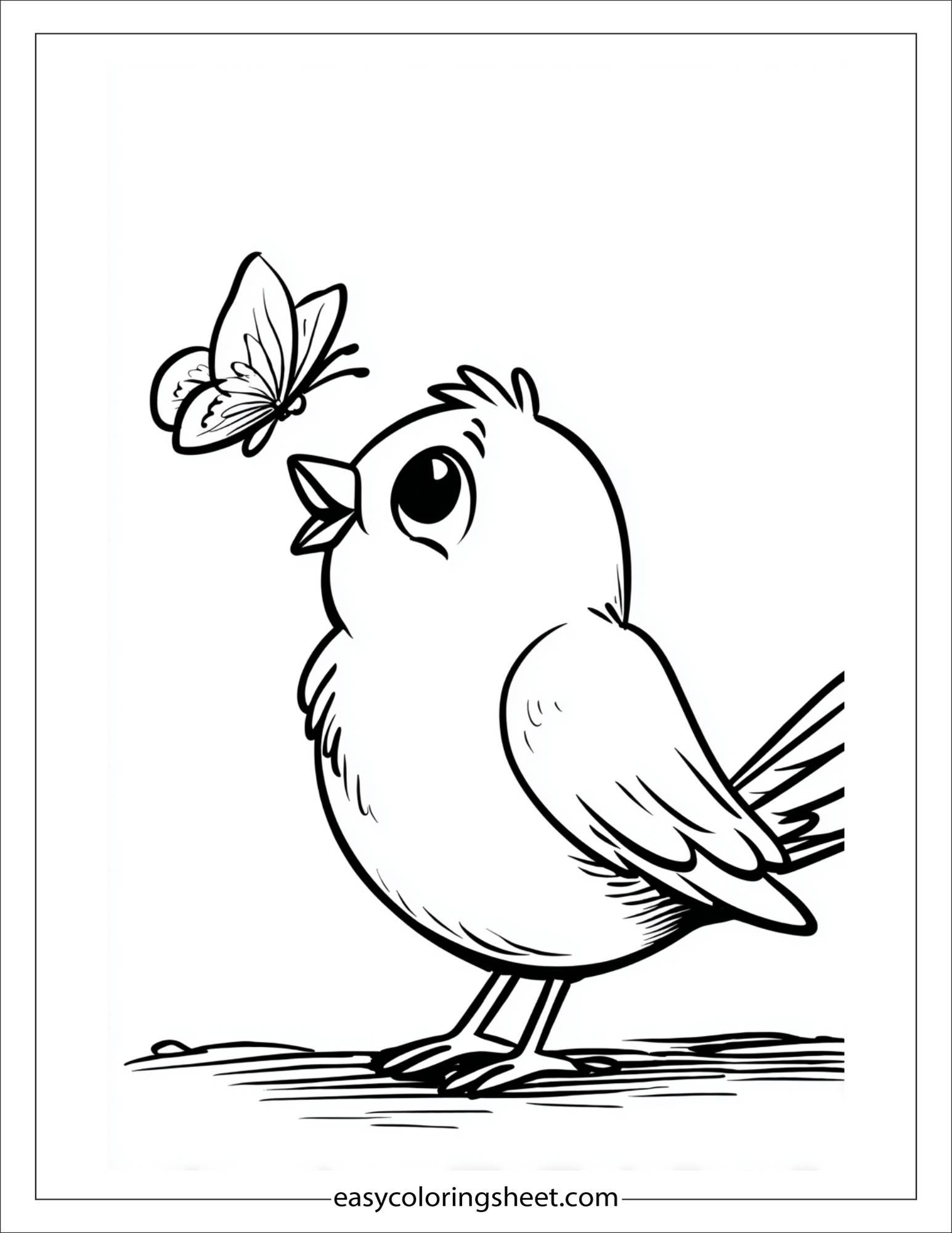 Bird playing with butterfly