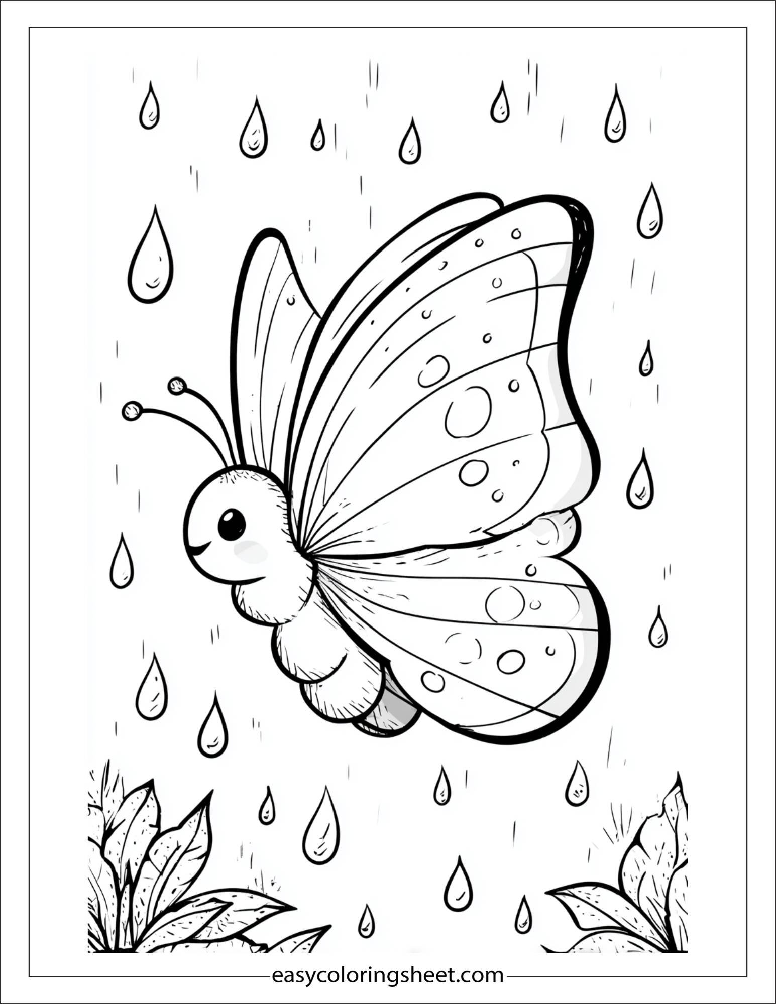 Butterfly catching raindrops