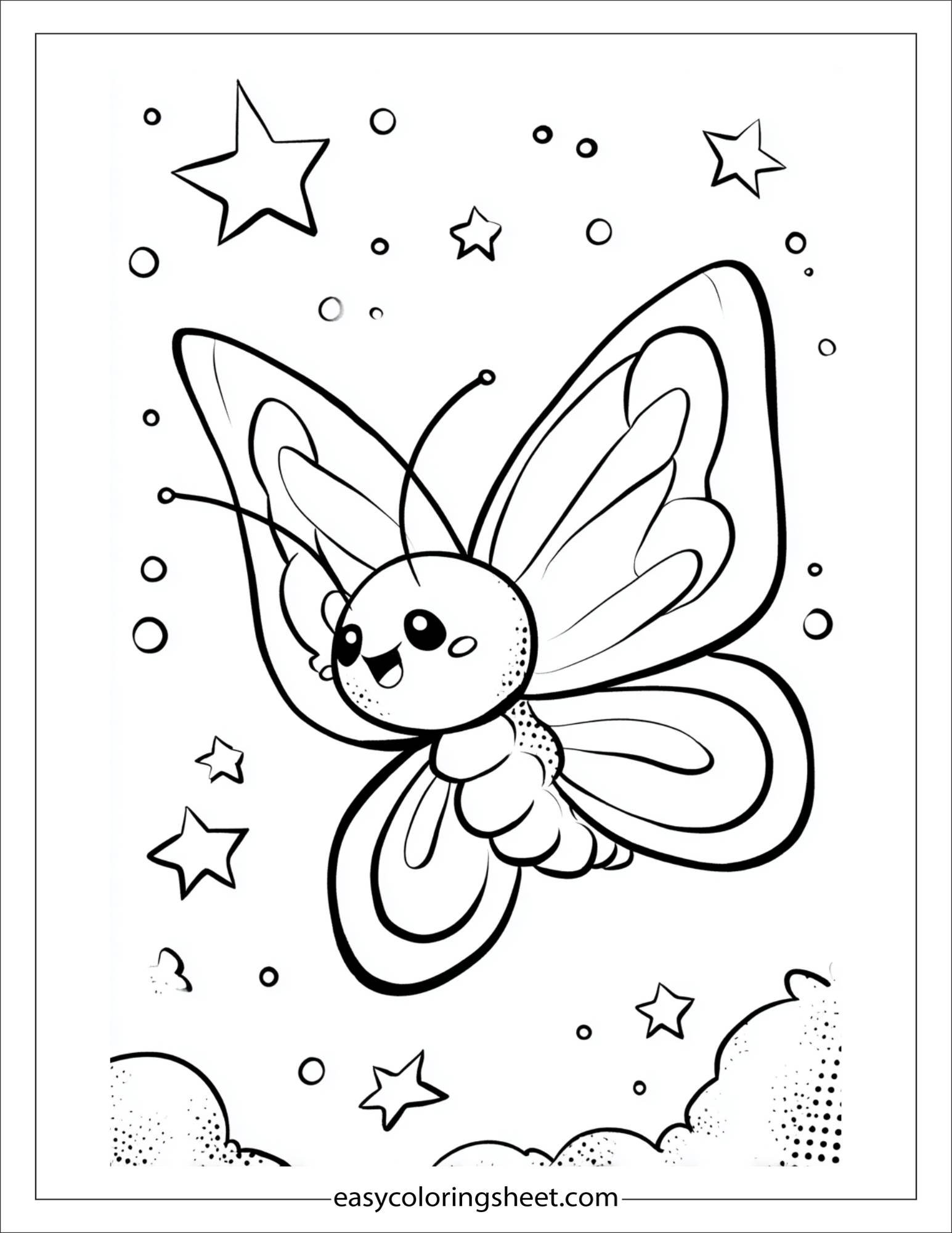 Butterfly playing with stars
