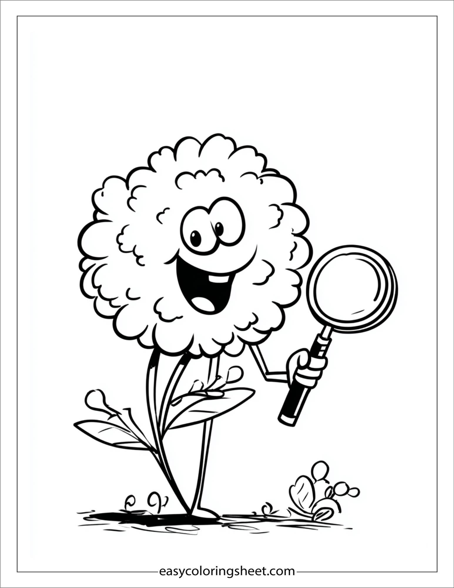 Curious marigold with magnifier