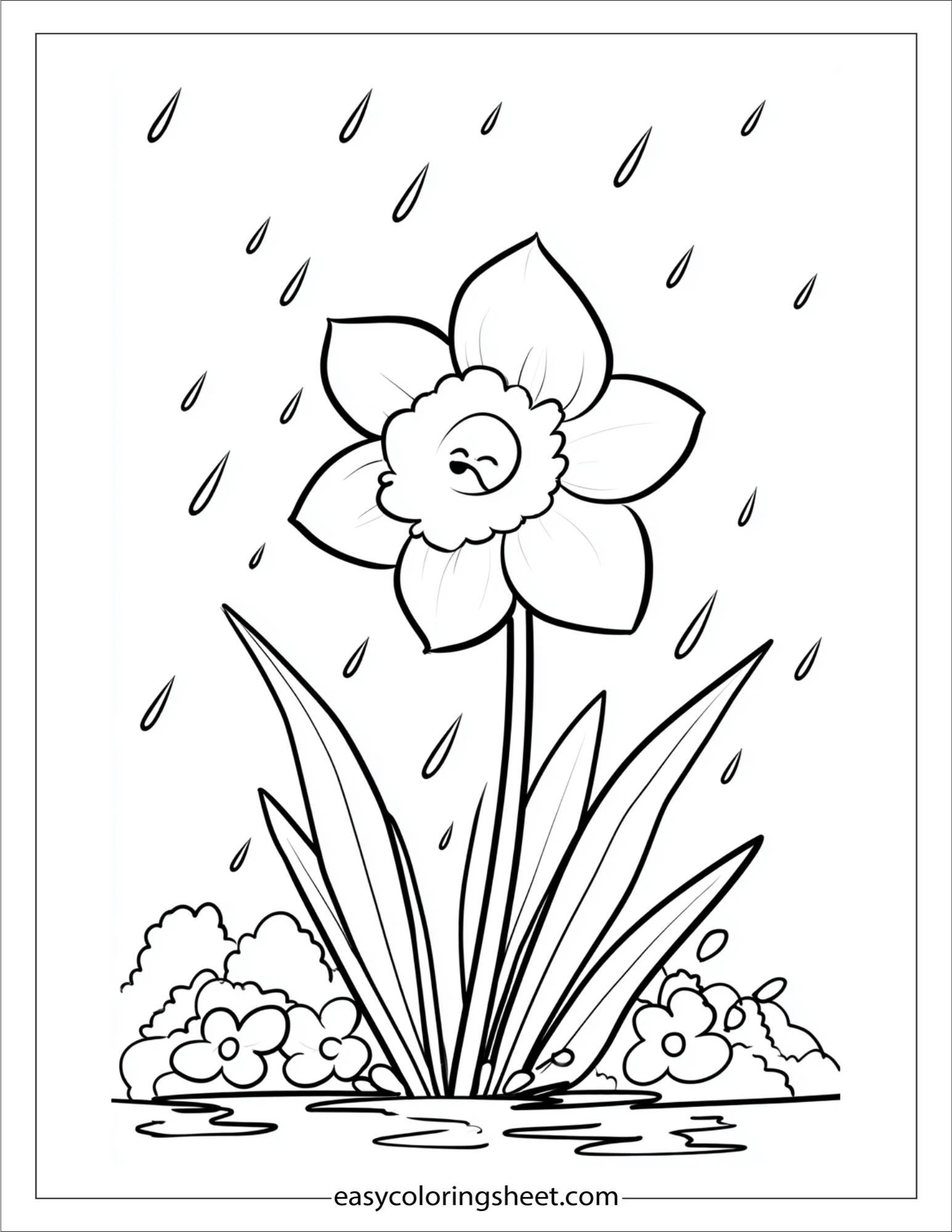 Daffodil catching raindrops