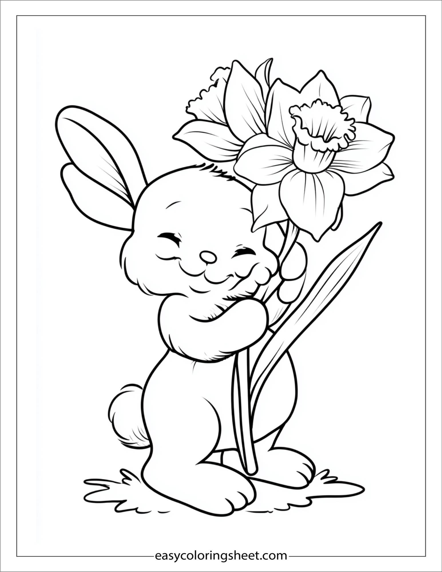 Daffodil cuddling with a bunny