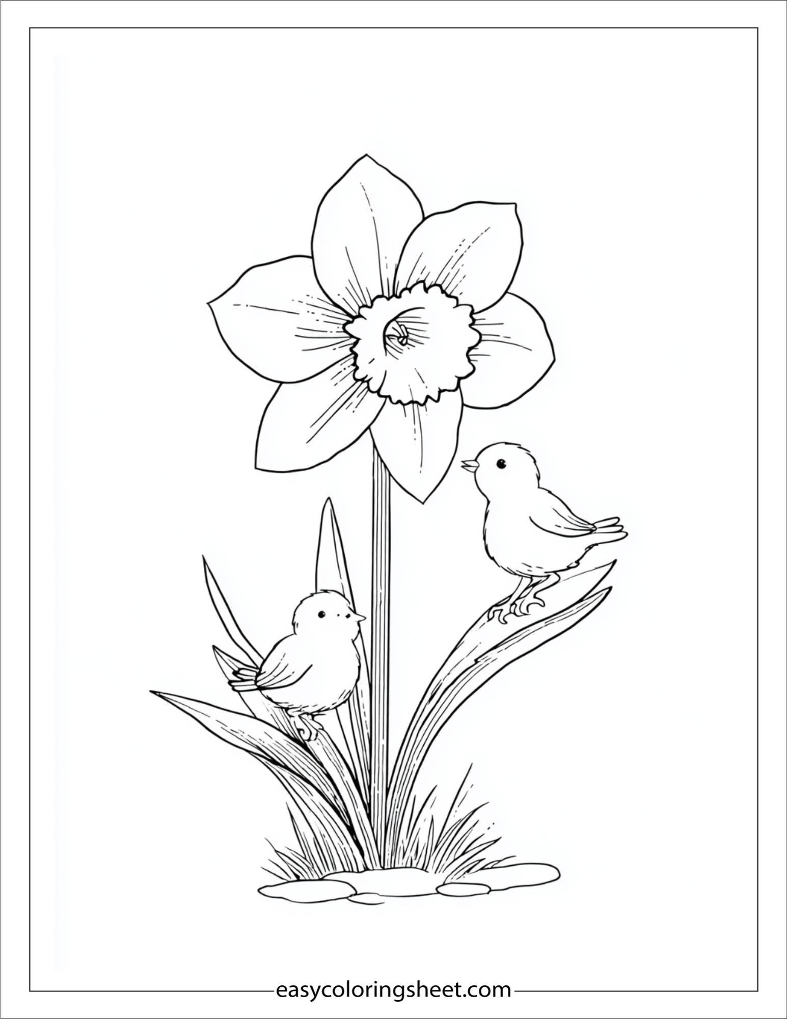 Daffodil feeding baby birds