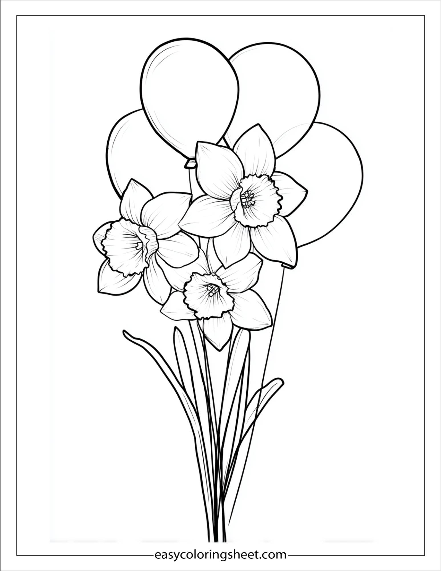 Daffodil flying with balloons